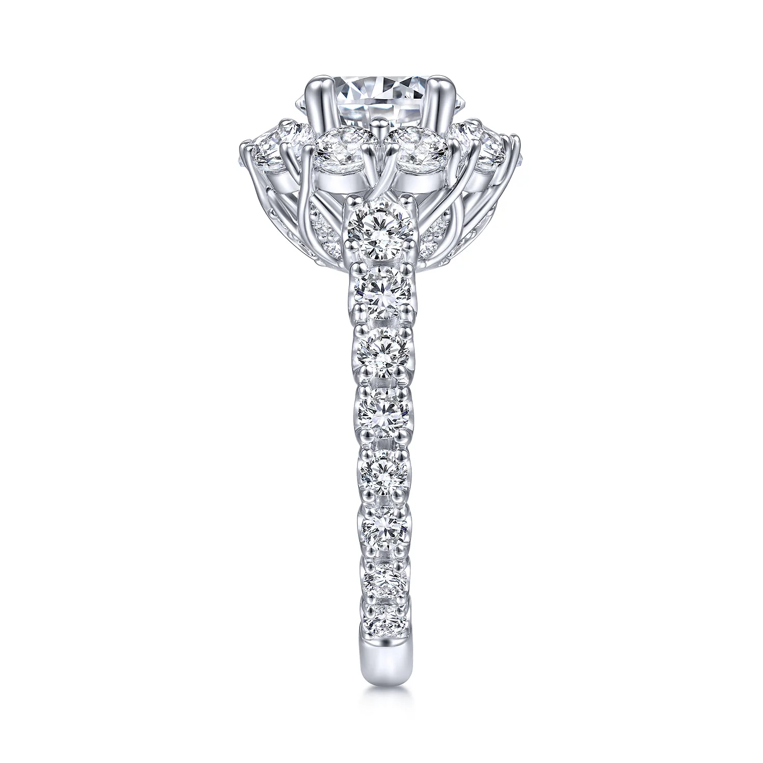 Round Halo Diamond Engagement Ring in 14K White Gold, photograph 5