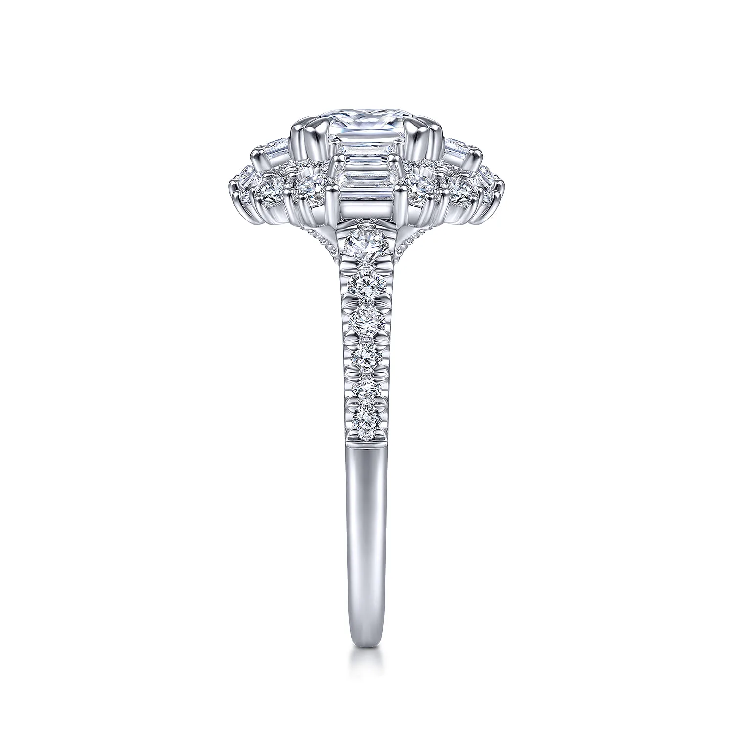 Cushion Double Halo Diamond Engagement Ring in 14K White Gold, photograph 5