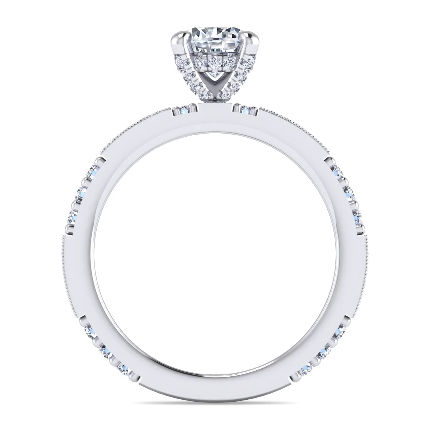 Round Diamond Engagement Ring in 14K White Gold, photograph 2