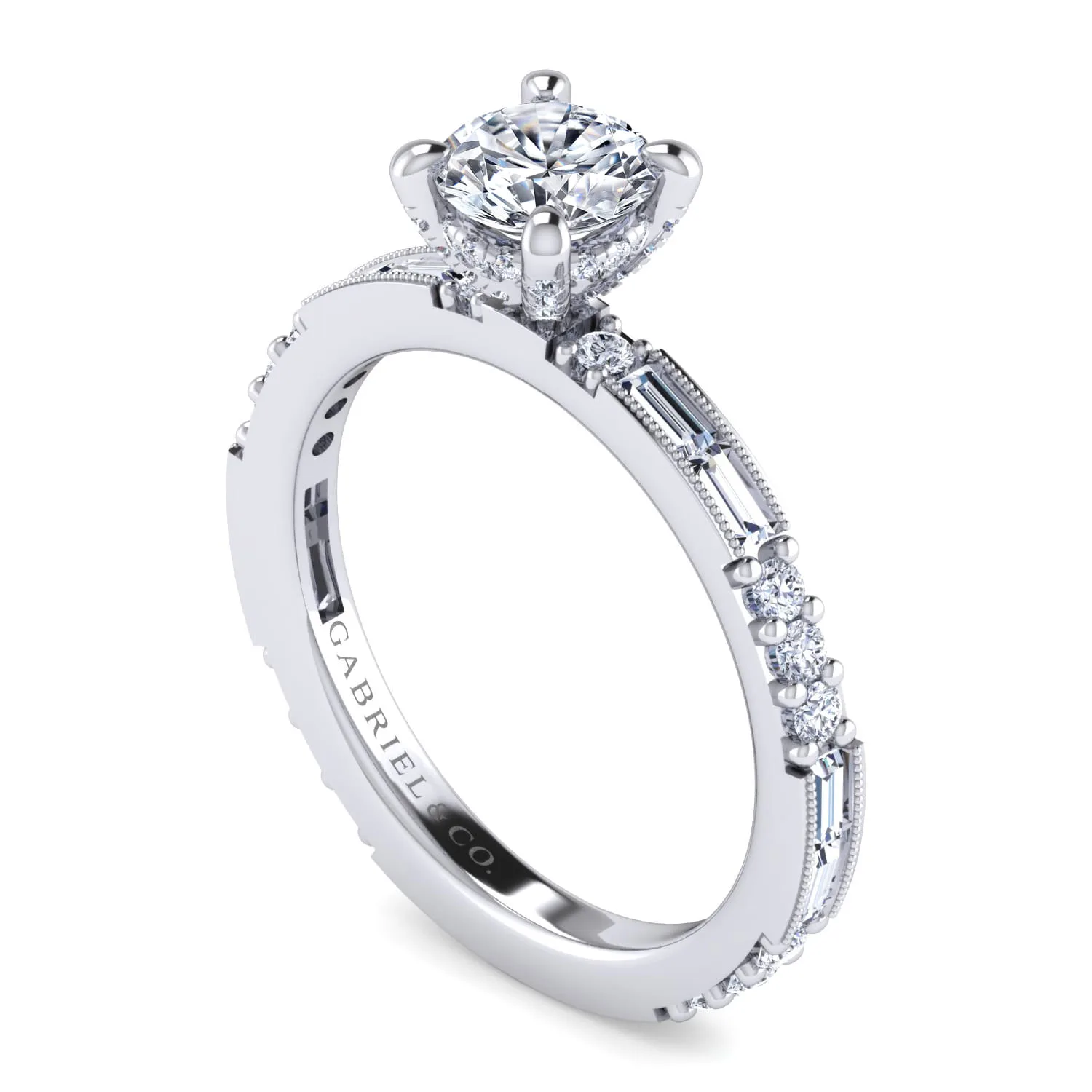 Round Diamond Engagement Ring in 14K White Gold, photograph 3