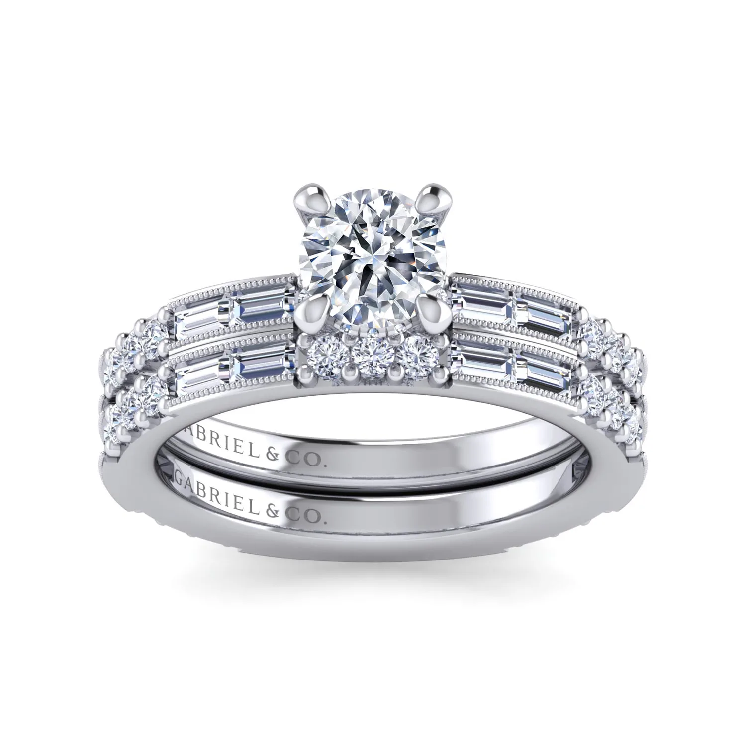 Round Diamond Engagement Ring in 14K White Gold, photograph 4