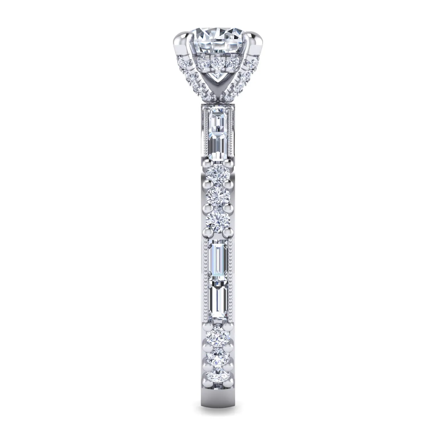 Round Diamond Engagement Ring in 14K White Gold, photograph 5