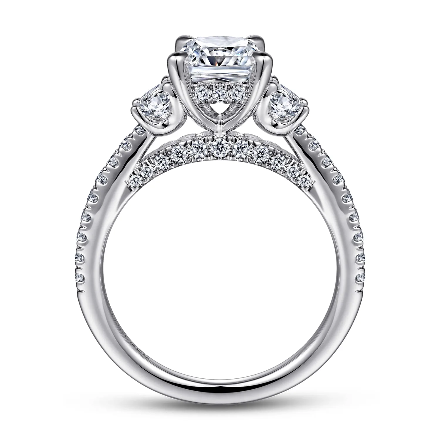 Cushion Diamond Engagement Ring in 14K White Gold, photograph 2