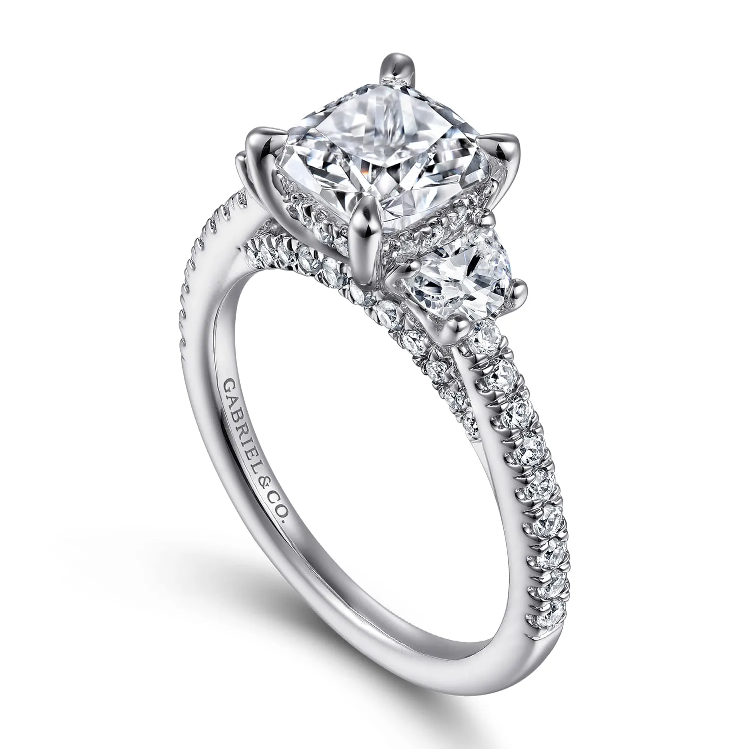 Cushion Diamond Engagement Ring in 14K White Gold, photograph 3