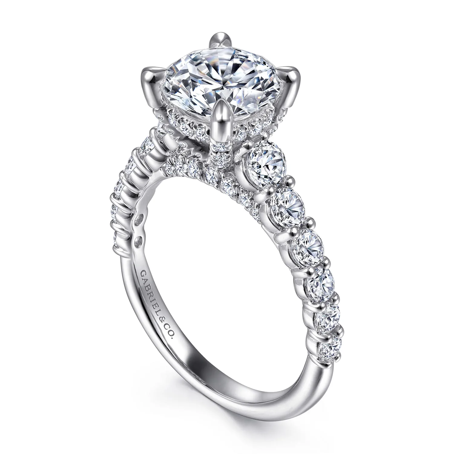 Round Diamond Engagement Ring in 14K White Gold, photograph 3