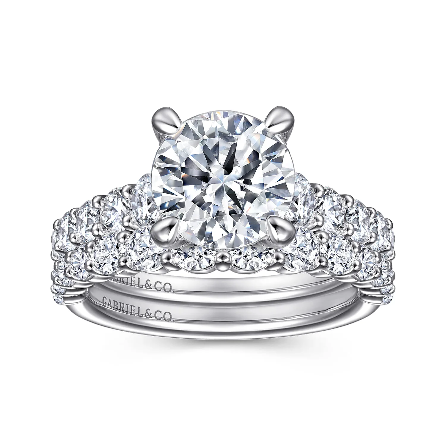 Round Diamond Engagement Ring in 14K White Gold, photograph 4
