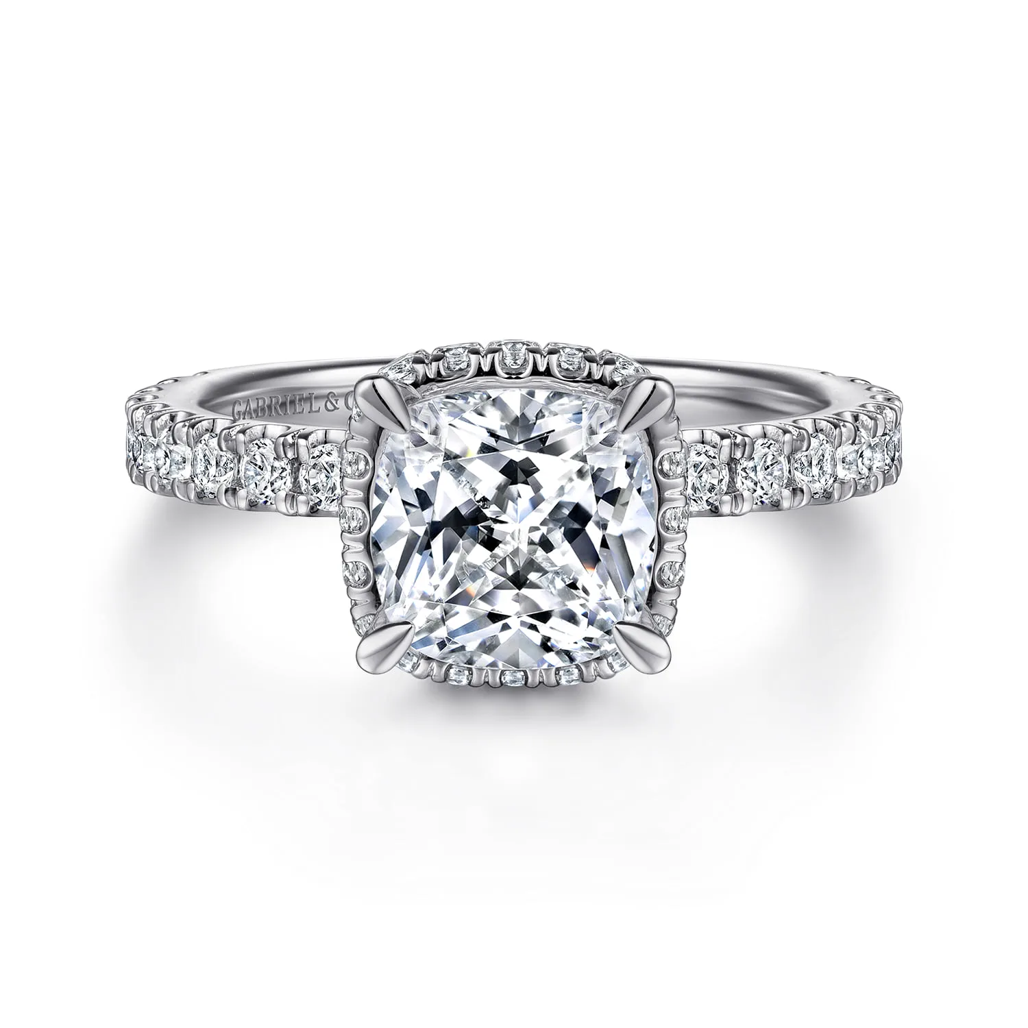 Cushion Diamond Engagement Ring in 14K White Gold