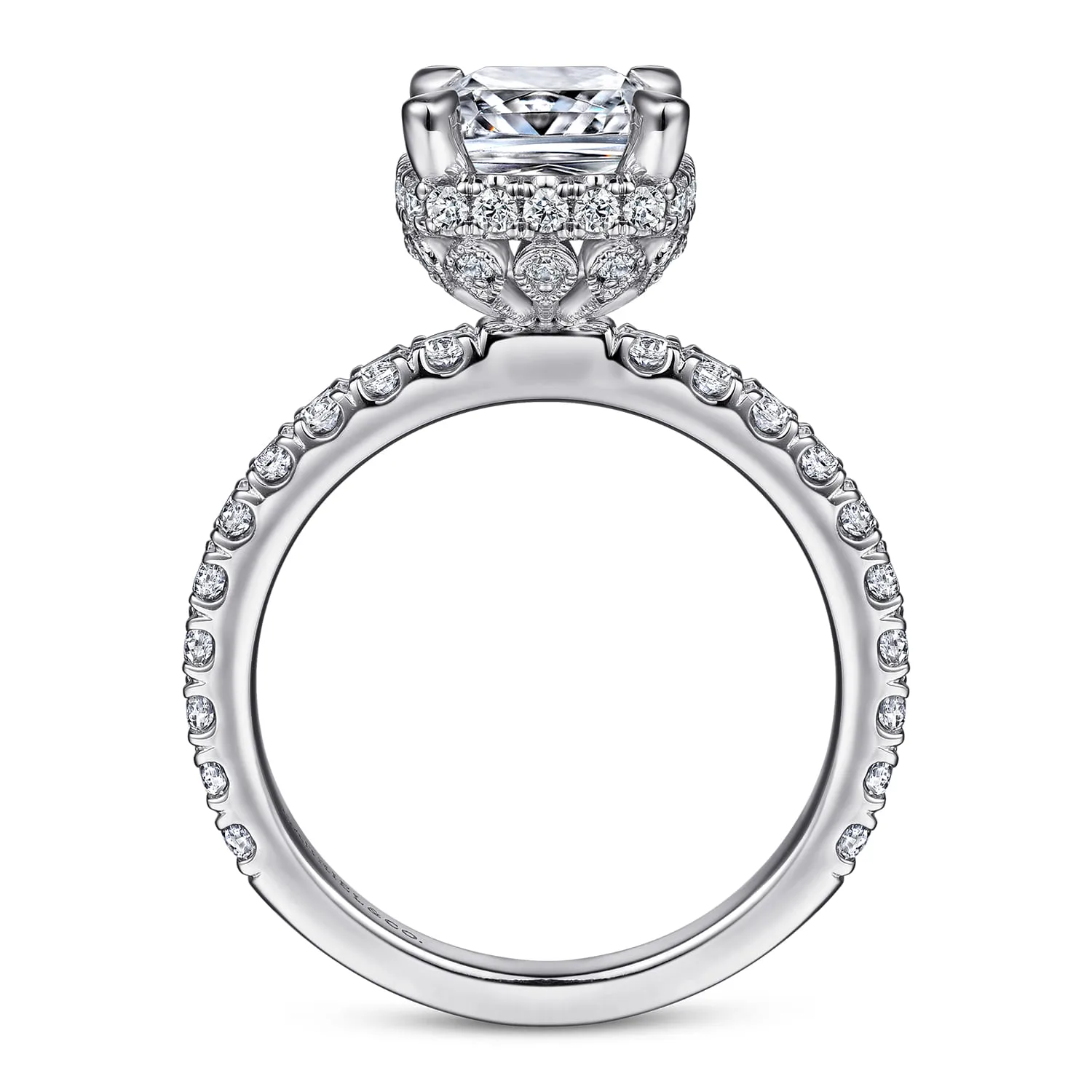 Cushion Diamond Engagement Ring in 14K White Gold, photograph 2