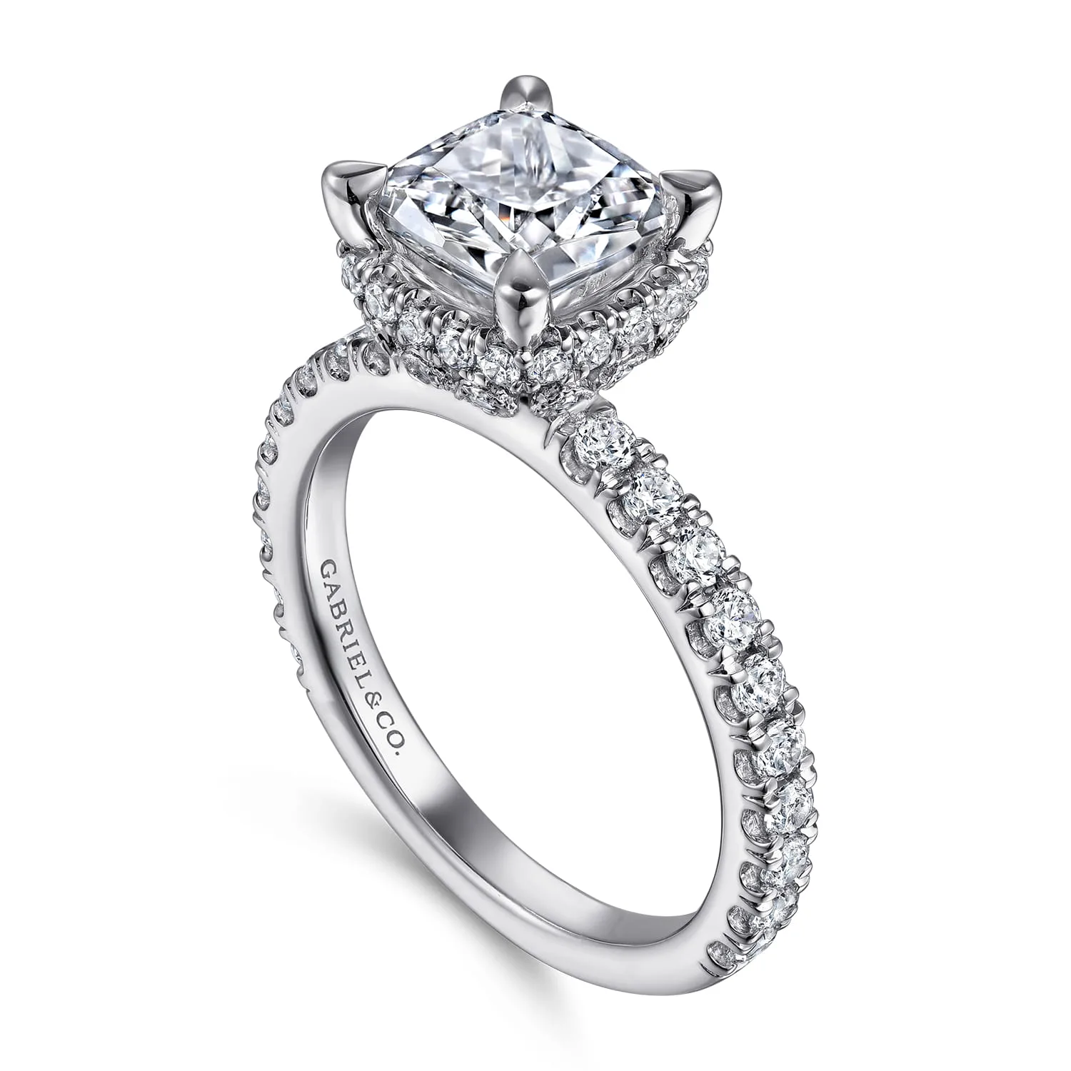 Cushion Diamond Engagement Ring in 14K White Gold, photograph 3