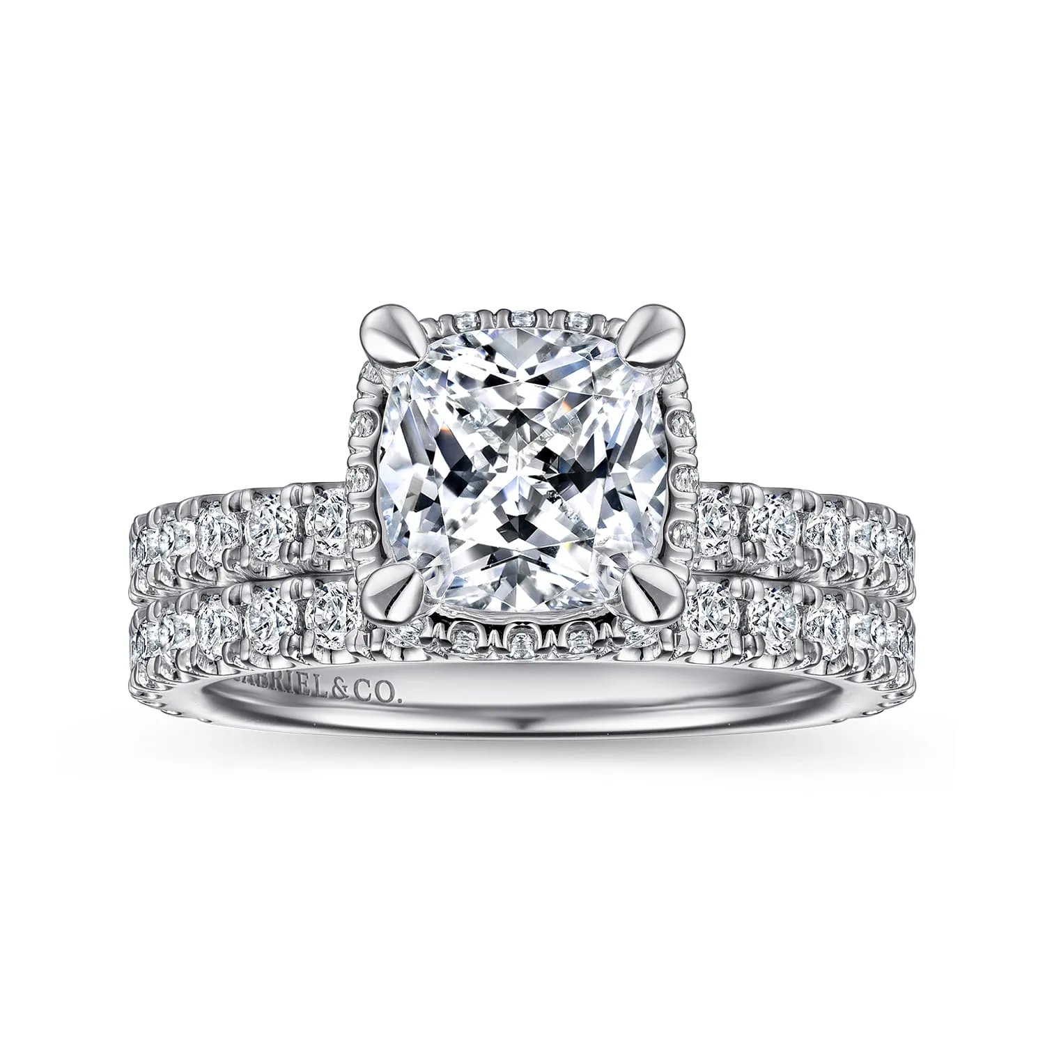 Cushion Diamond Engagement Ring in 14K White Gold, photograph 4