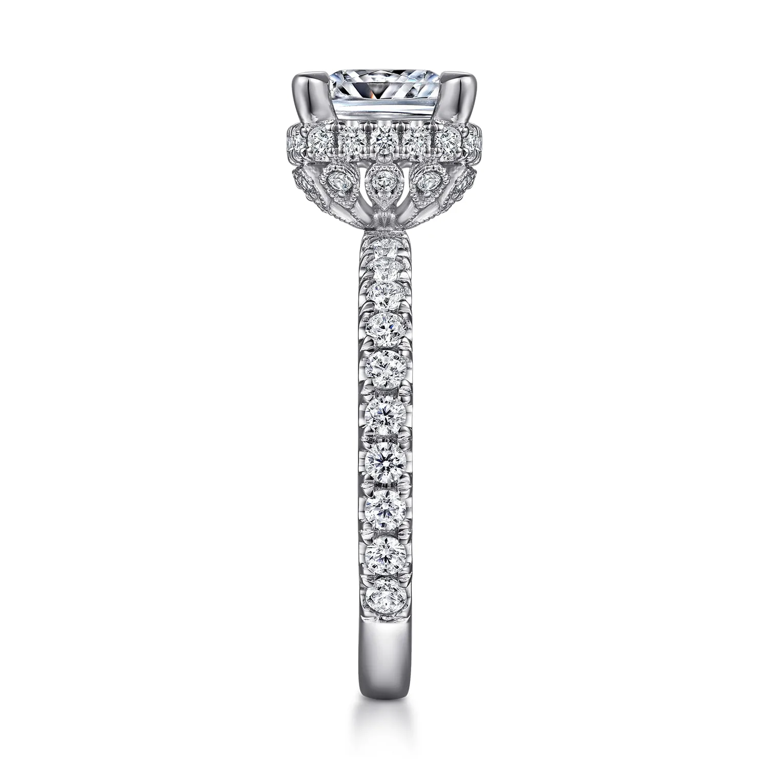Cushion Diamond Engagement Ring in 14K White Gold, photograph 5