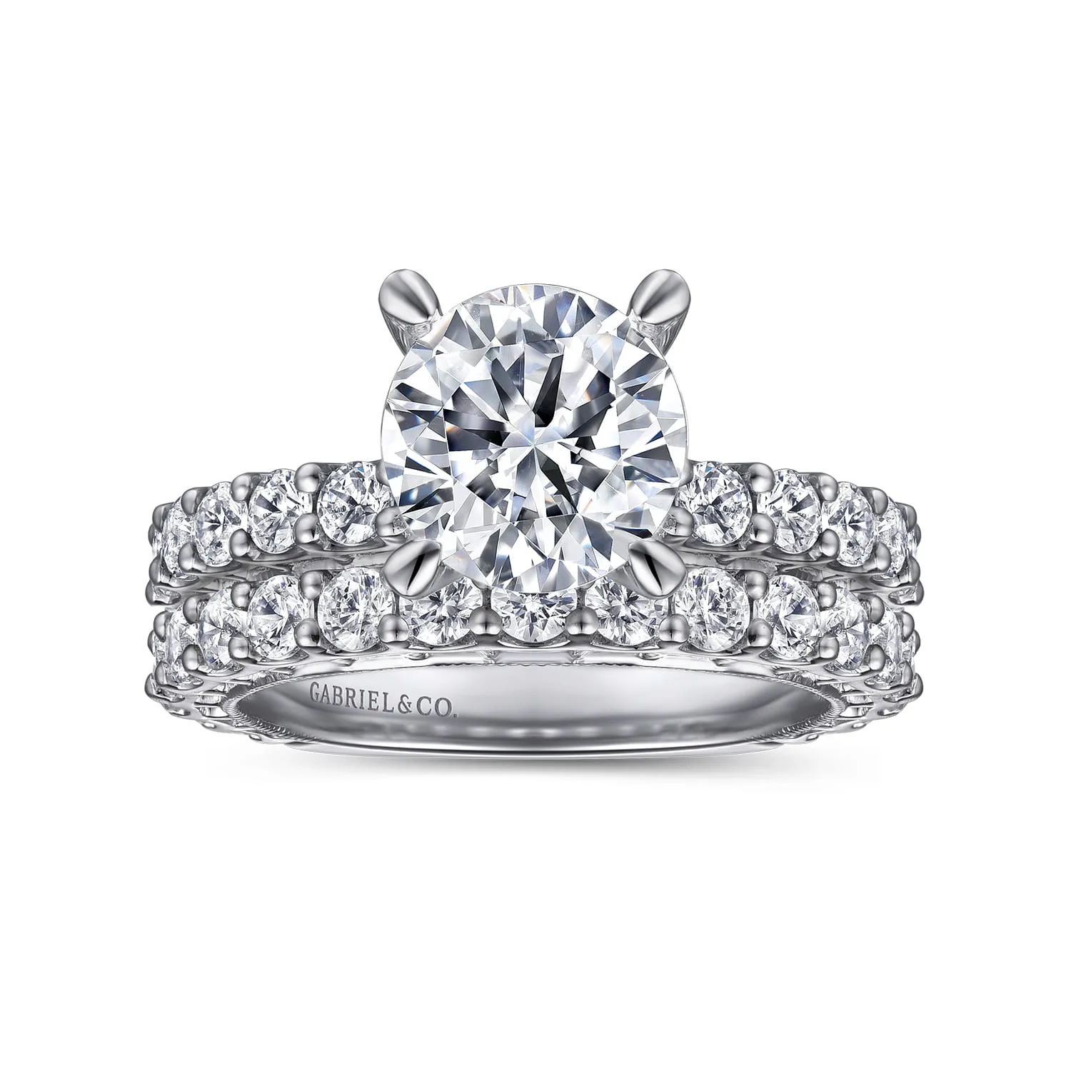 Round Vintage Inspired Diamond Engagement Ring in 14K White Gold, photograph 4