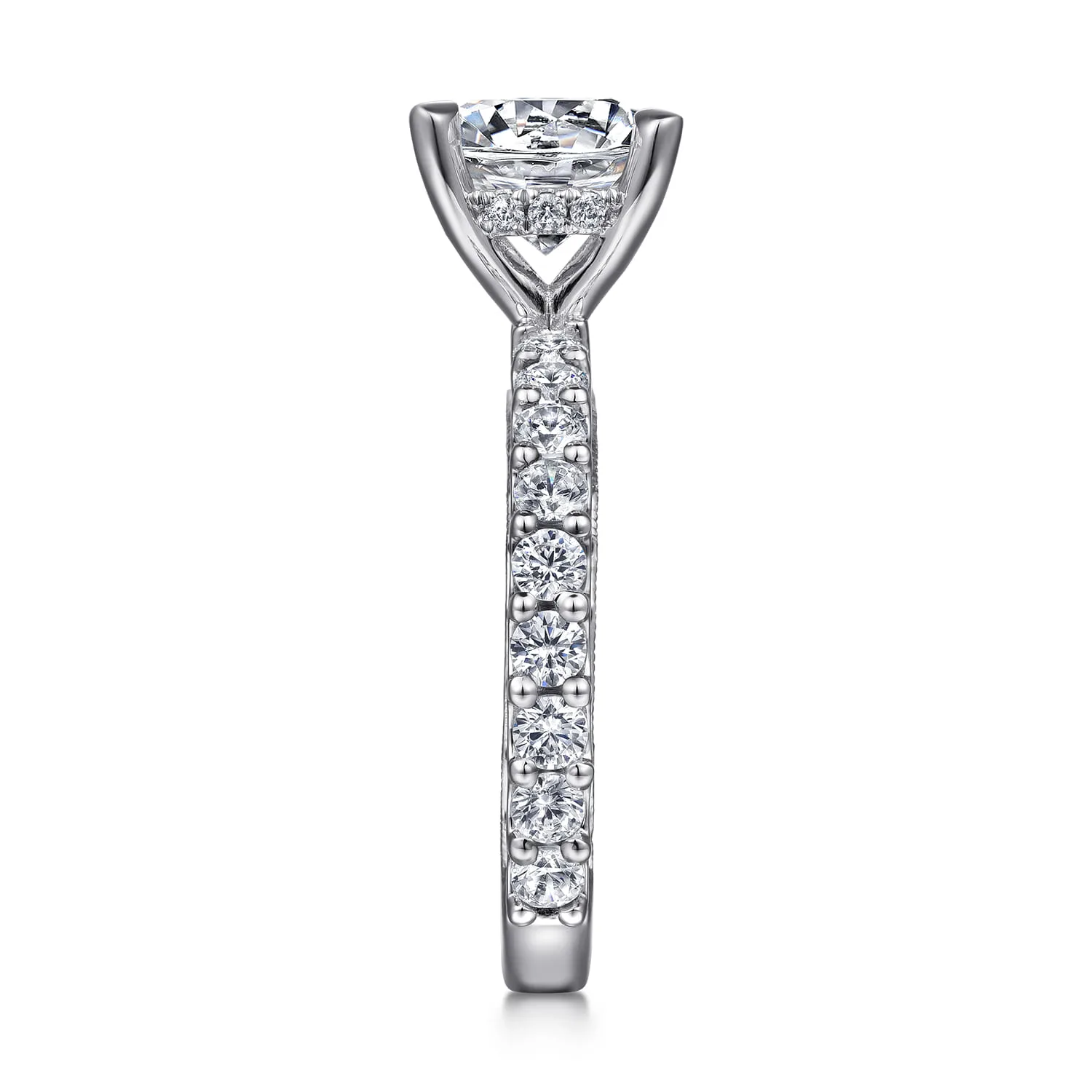 Round Vintage Inspired Diamond Engagement Ring in 14K White Gold, photograph 5