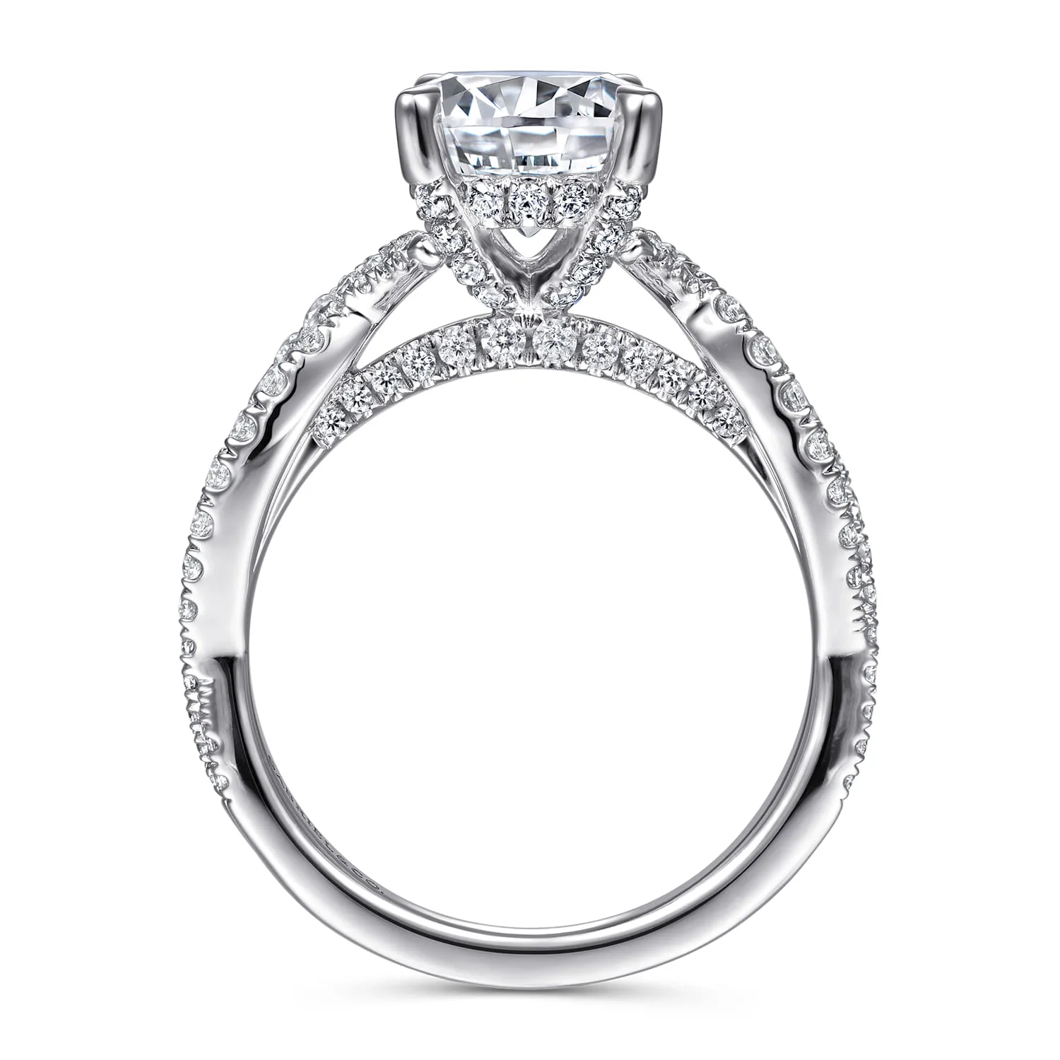 Round Twisted Diamond Engagement Ring in 14K White Gold, photograph 2