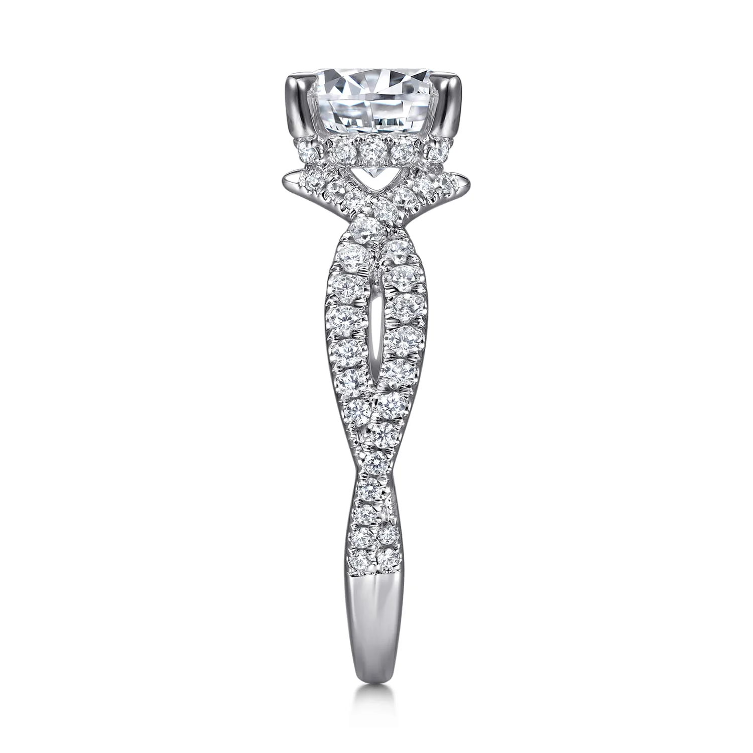 Round Twisted Diamond Engagement Ring in 14K White Gold, photograph 5
