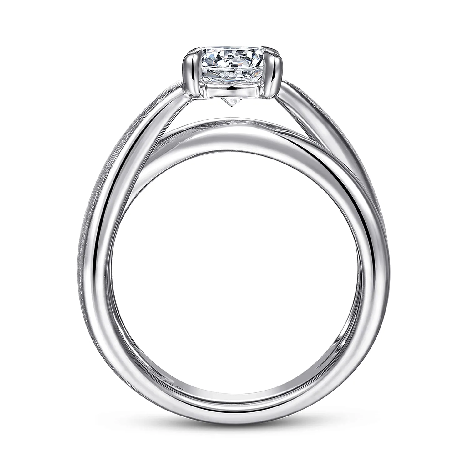 Round Split Foundation Diamond Engagement Ring in 14K White Gold, photograph 2