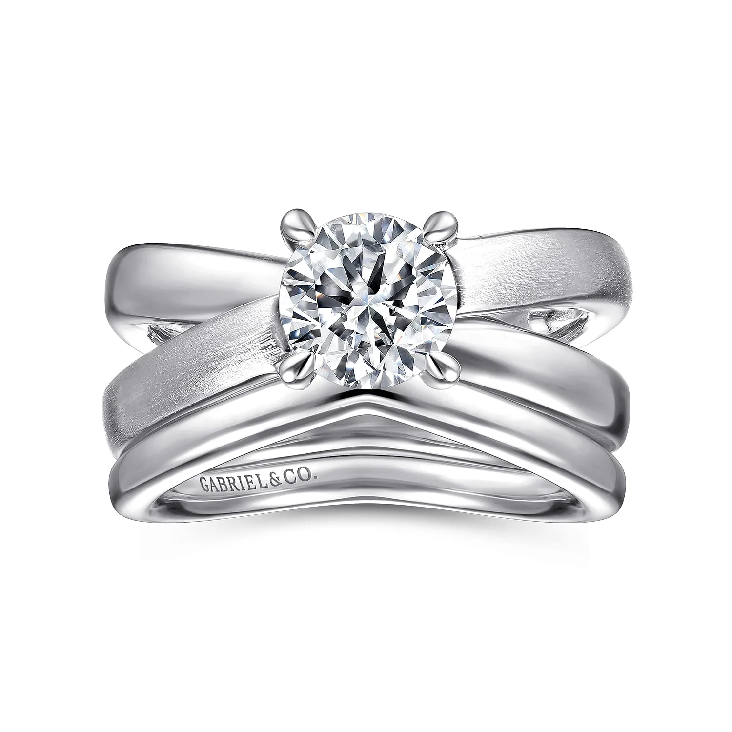 Round Split Foundation Diamond Engagement Ring in 14K White Gold, photograph 4
