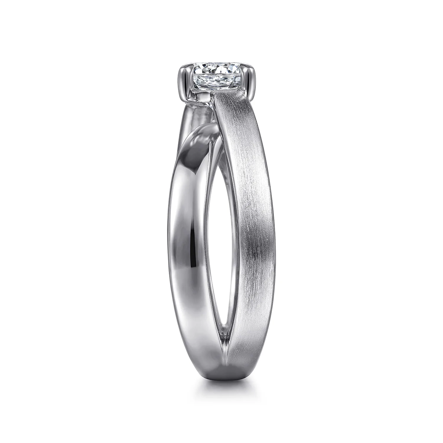 Round Split Foundation Diamond Engagement Ring in 14K White Gold, photograph 5
