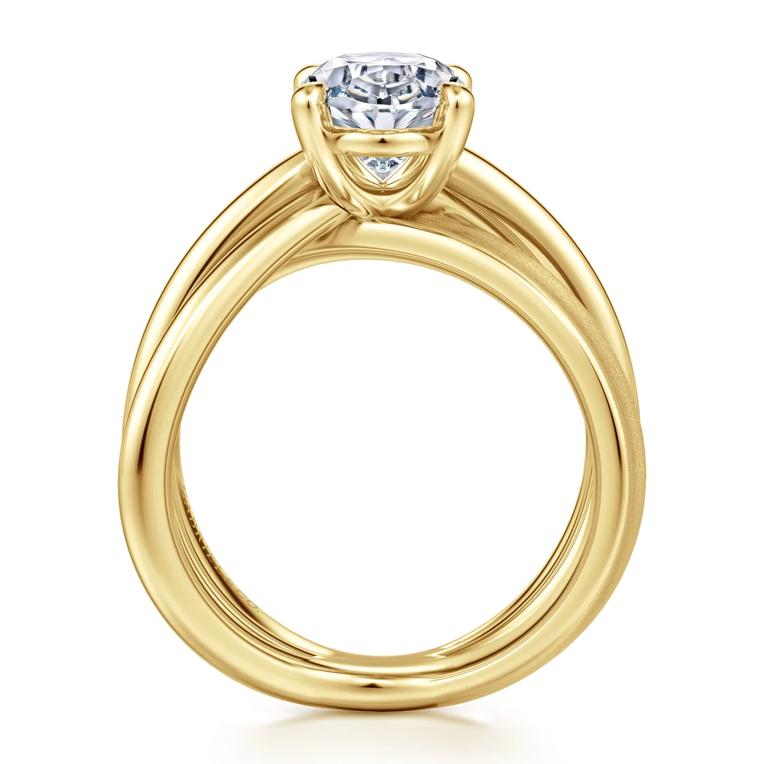 Oval Split Foundation Diamond Engagement Ring in 14K Yellow Gold, photograph 2