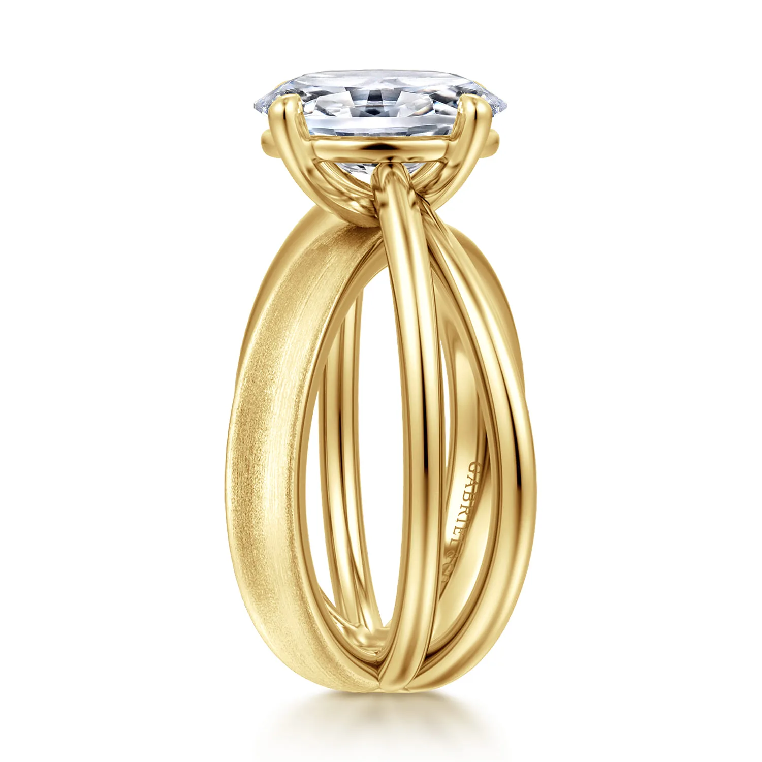 Oval Split Foundation Diamond Engagement Ring in 14K Yellow Gold, photograph 5