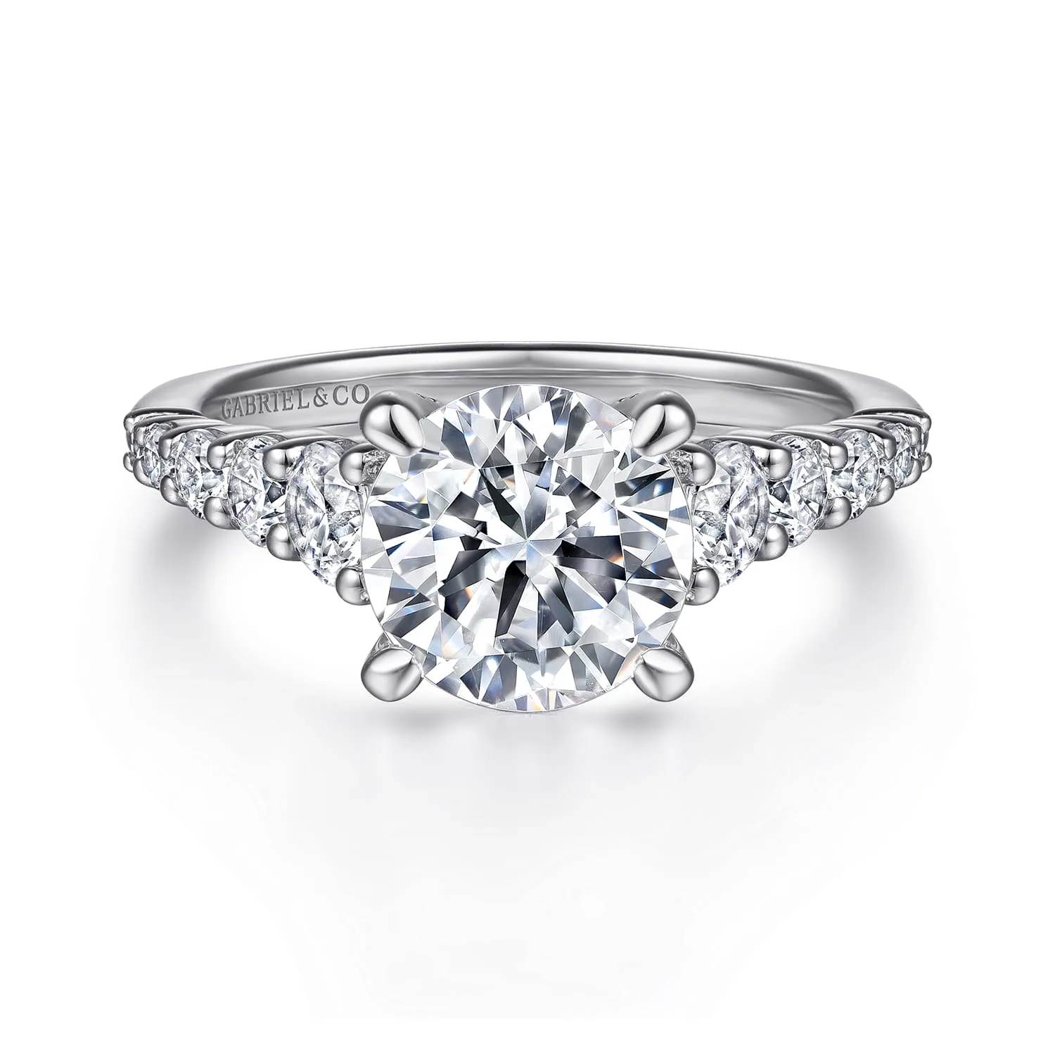 Round Diamond Engagement Ring in 14K White Gold