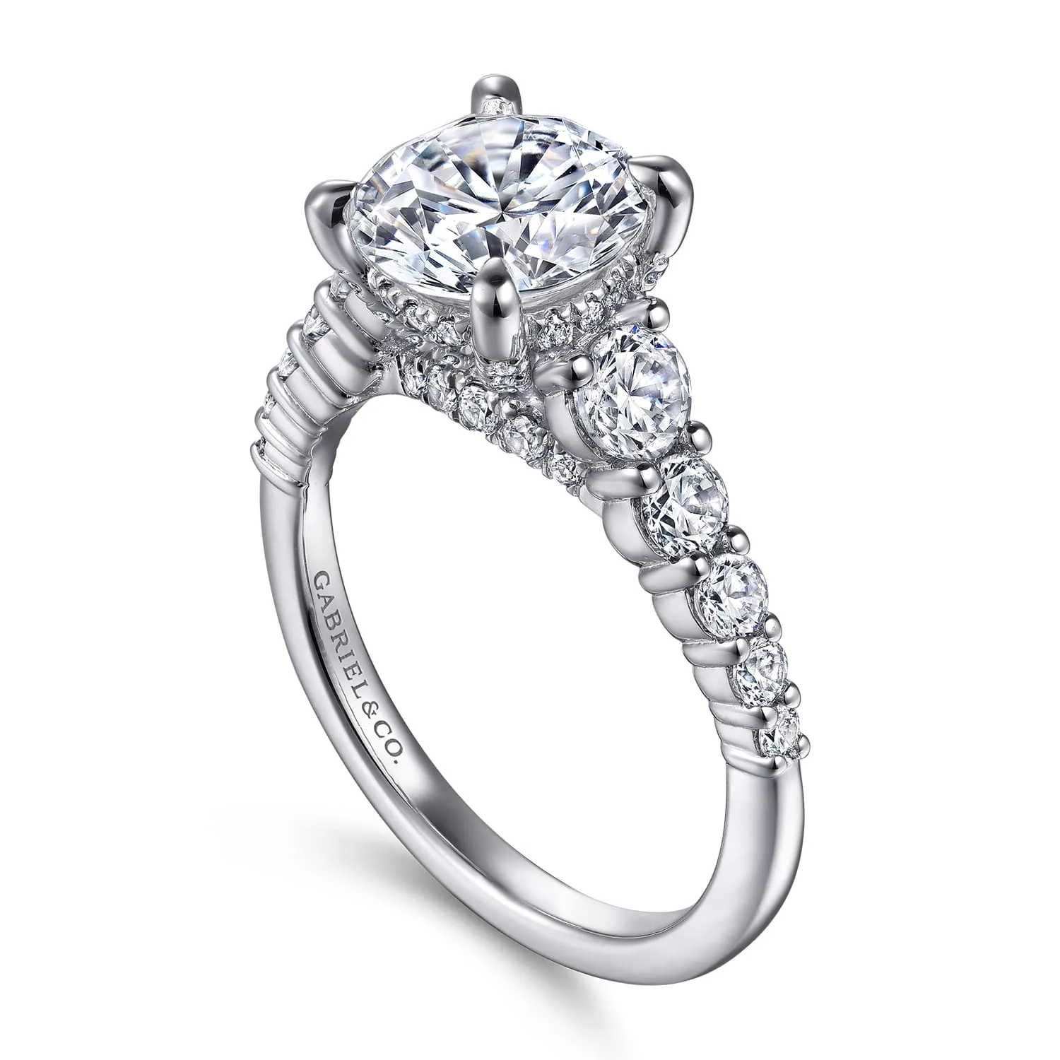 Round Diamond Engagement Ring in 14K White Gold, photograph 3