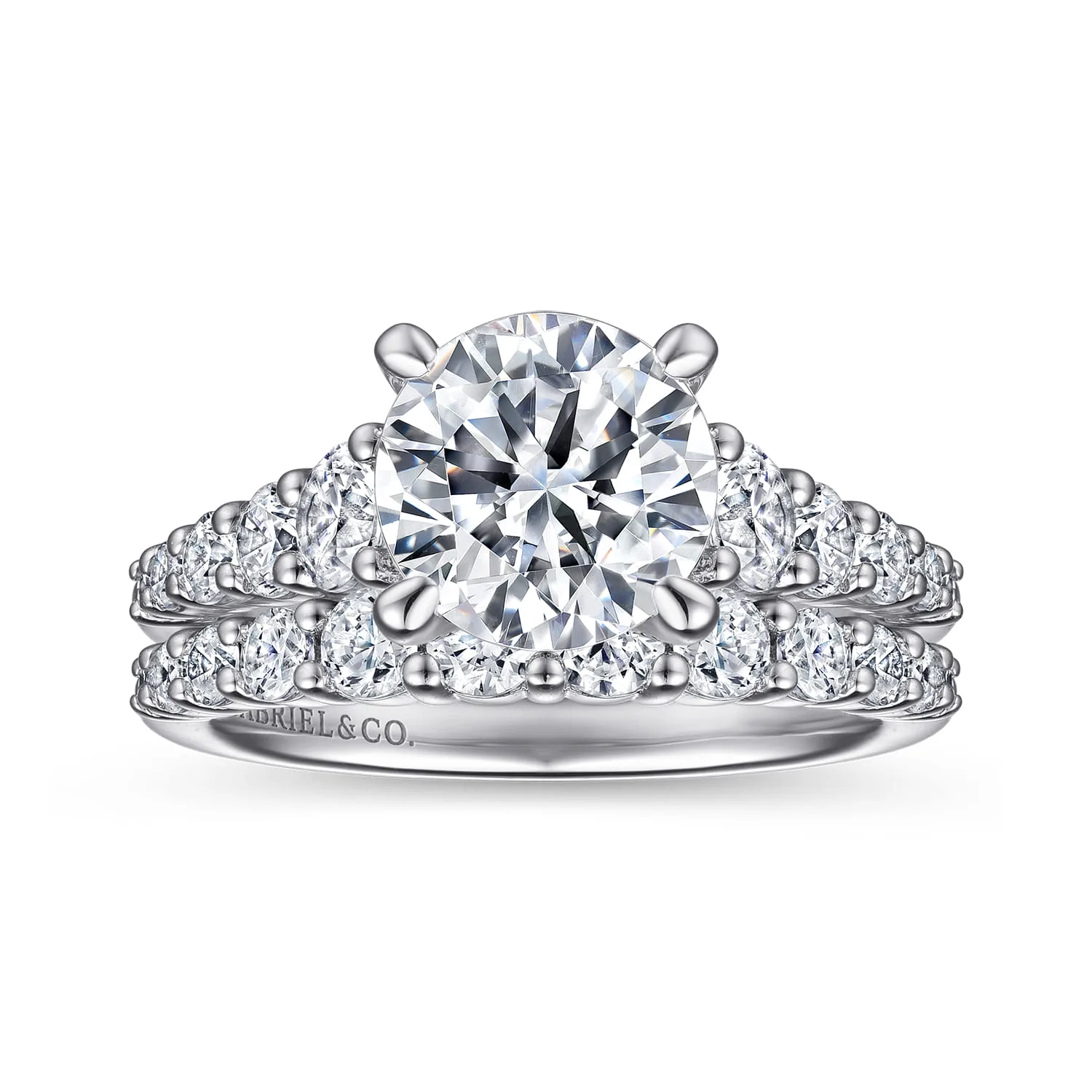 Round Diamond Engagement Ring in 14K White Gold, photograph 4