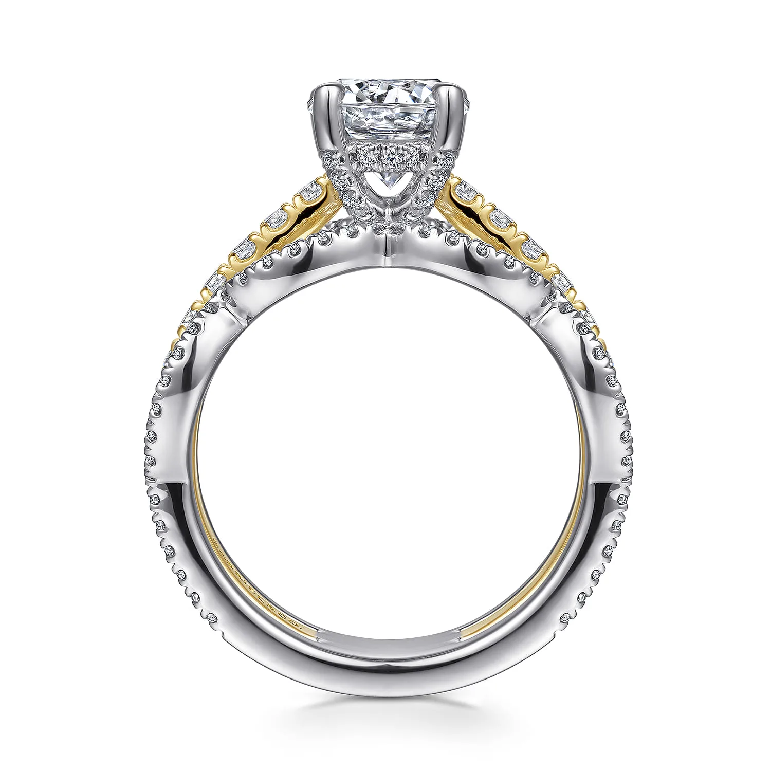 Round Diamond Engagement Ring in 14K White/Yellow Gold, photograph 2