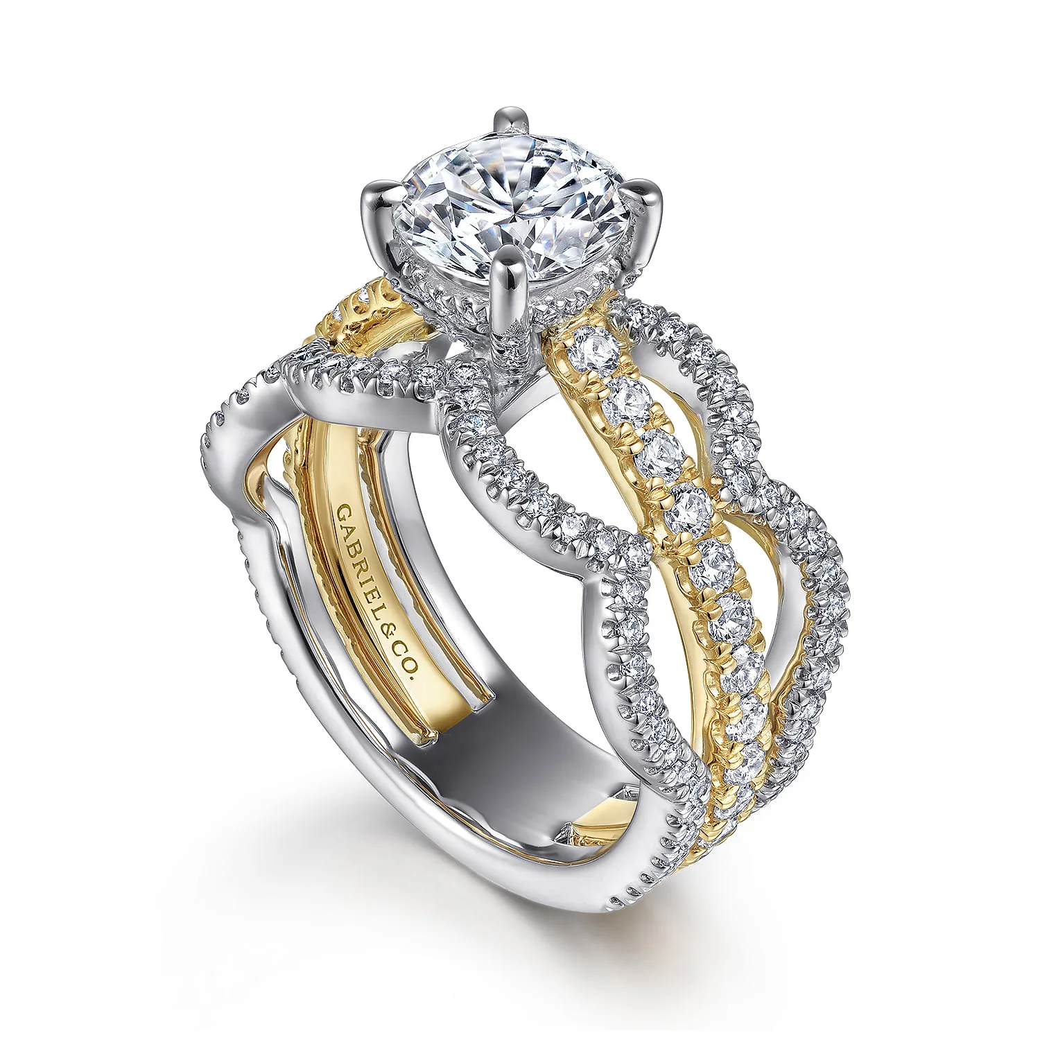 Round Diamond Engagement Ring in 14K White/Yellow Gold, photograph 3