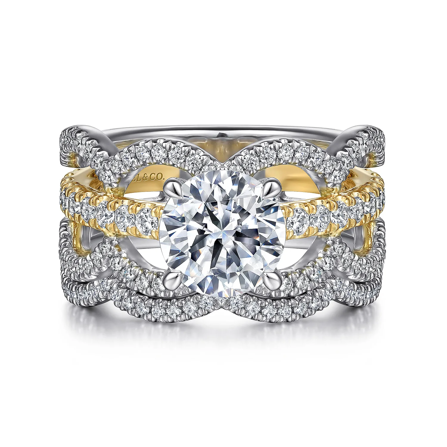 Round Diamond Engagement Ring in 14K White/Yellow Gold, photograph 4