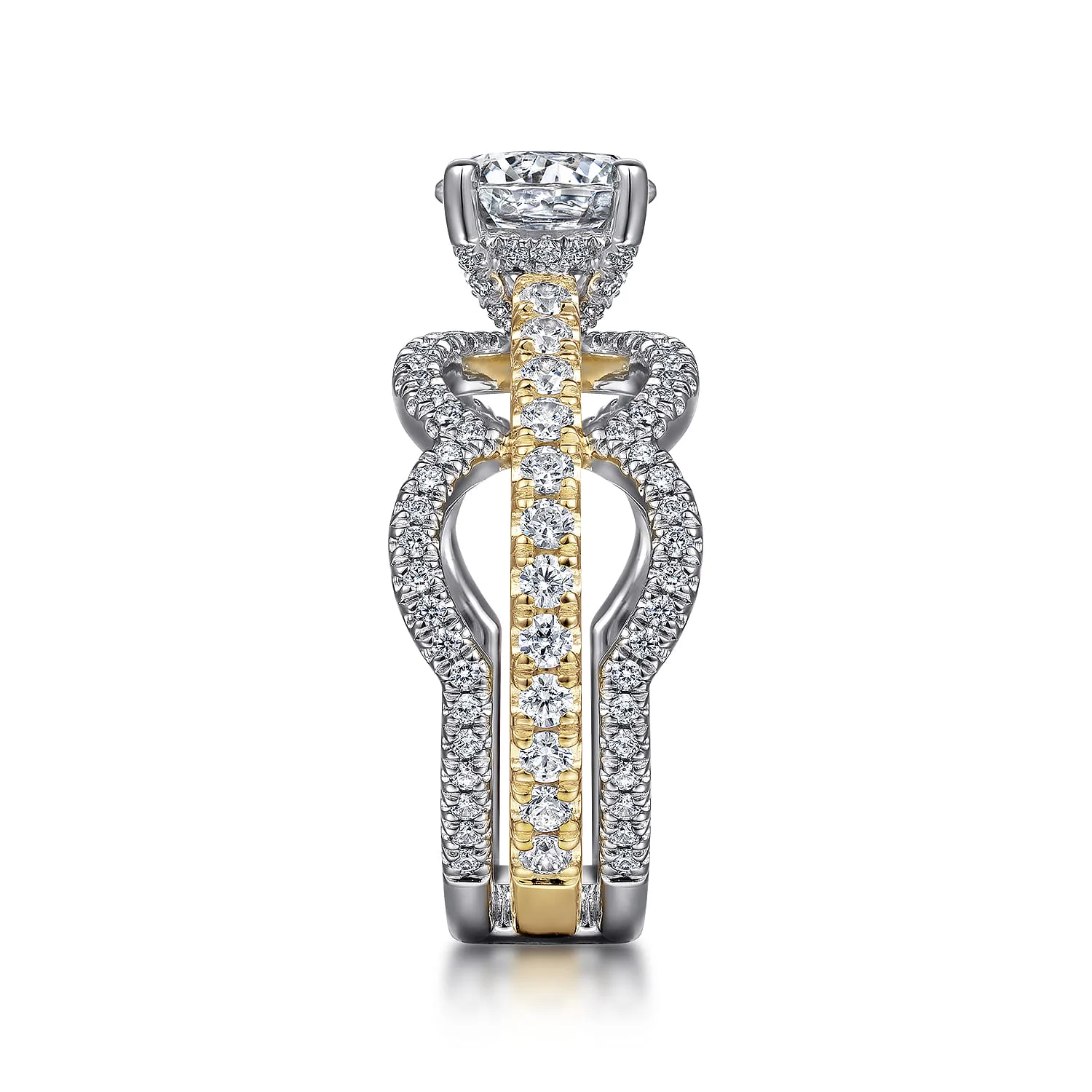 Round Diamond Engagement Ring in 14K White/Yellow Gold, photograph 5
