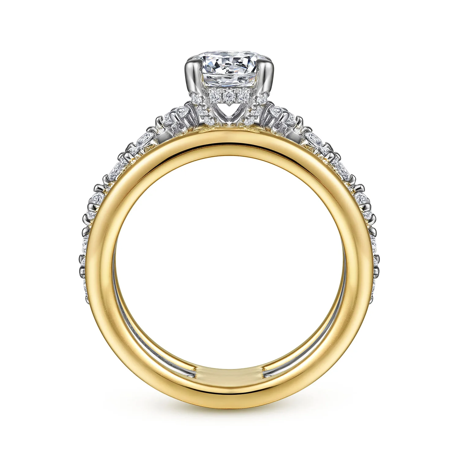Round Diamond Engagement Ring in 14K White/Yellow Gold, photograph 2