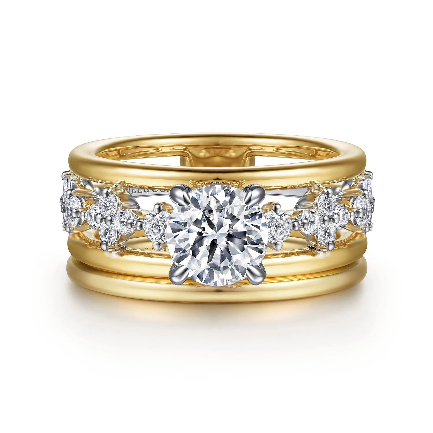 Round Diamond Engagement Ring in 14K White/Yellow Gold, photograph 4