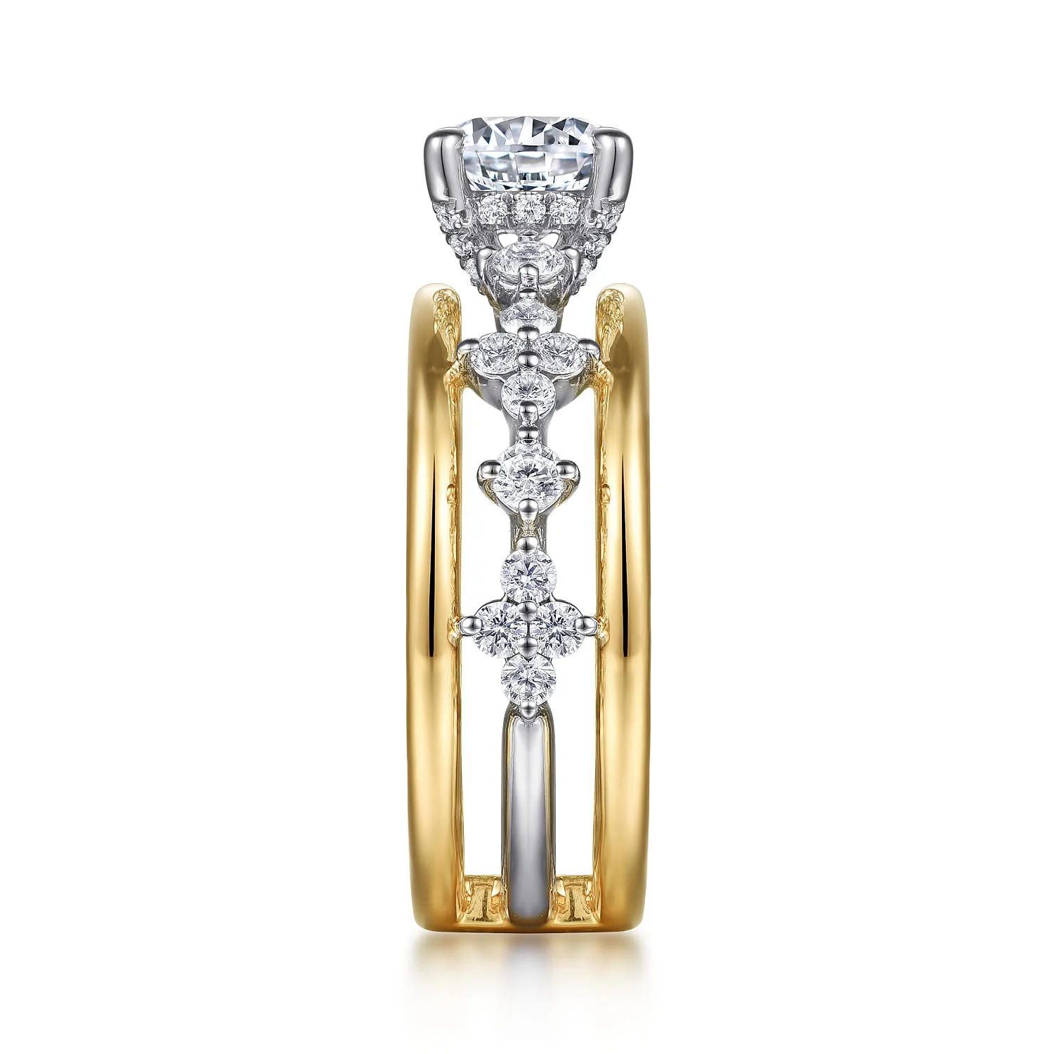 Round Diamond Engagement Ring in 14K White/Yellow Gold, photograph 5