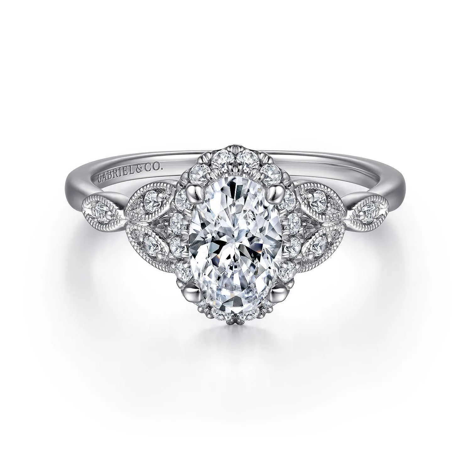 Vintage Inspired Halo Diamond Engagement Ring