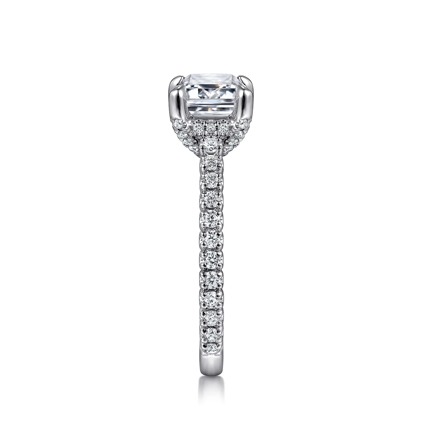 East West Emerald Diamond Engagement Ring in 14K White Gold, photograph 5
