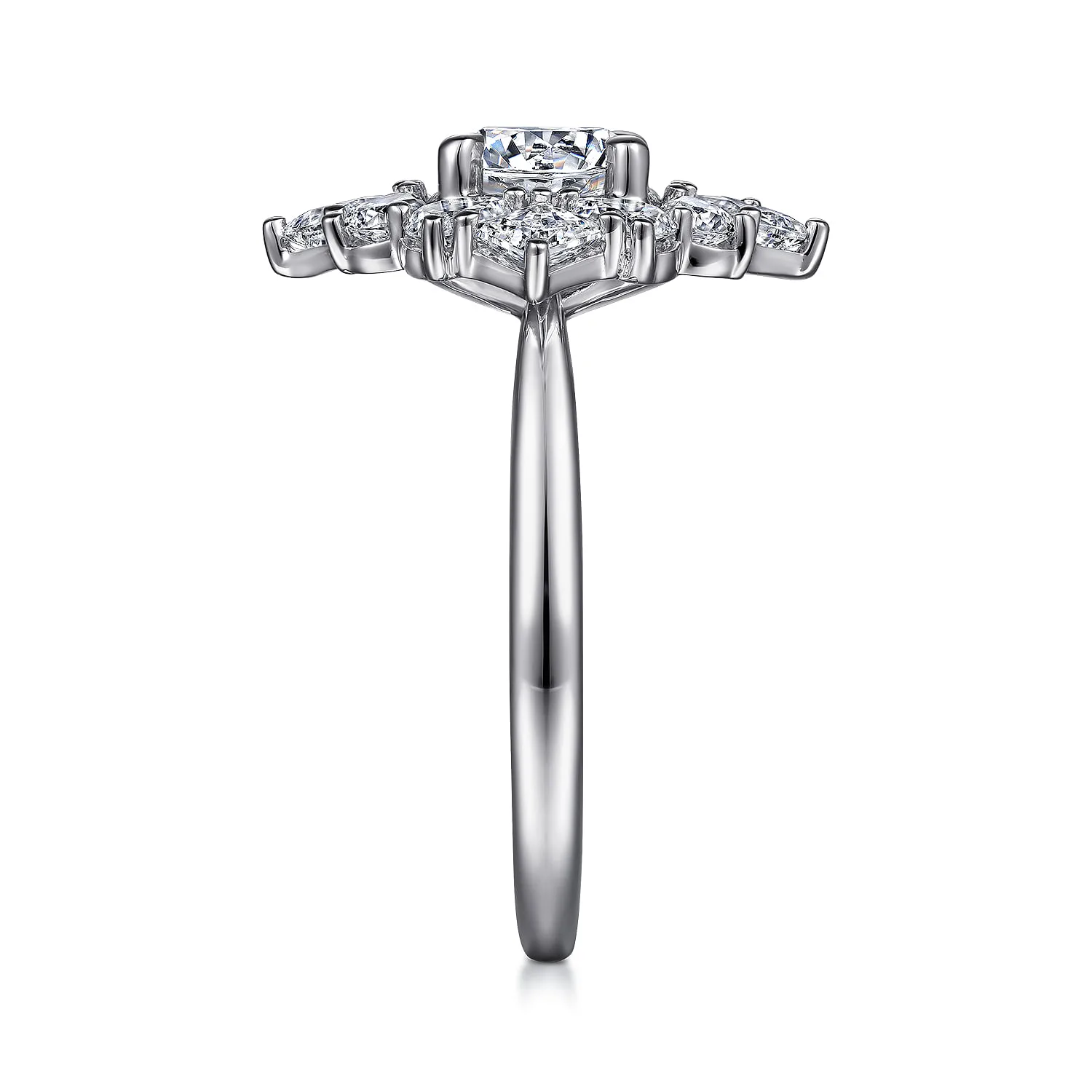 Round Fancy Halo Diamond Engagement Ring in 14K White Gold, photograph 5