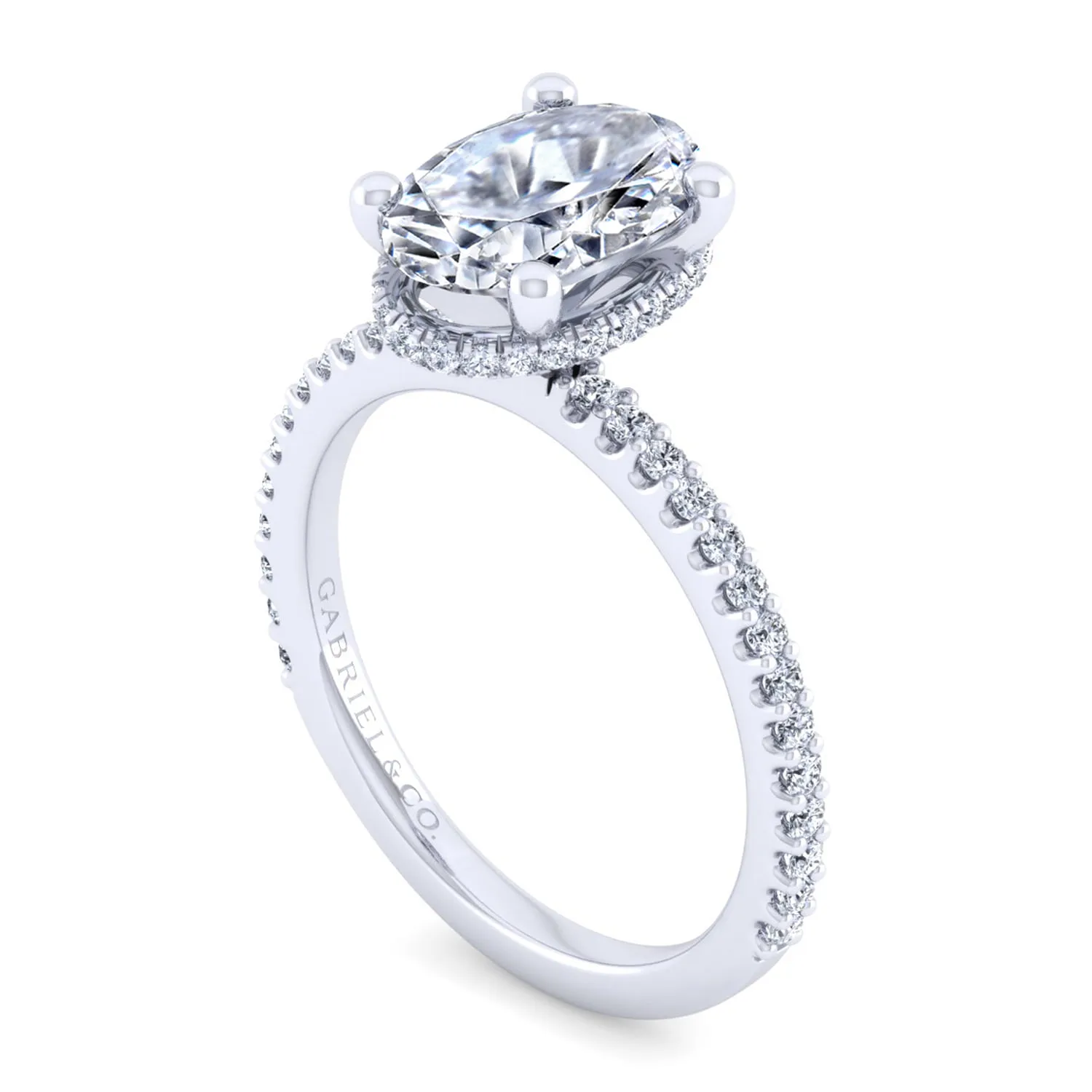 Oval Diamond Engagement Ring in 14K White Gold, photograph 3
