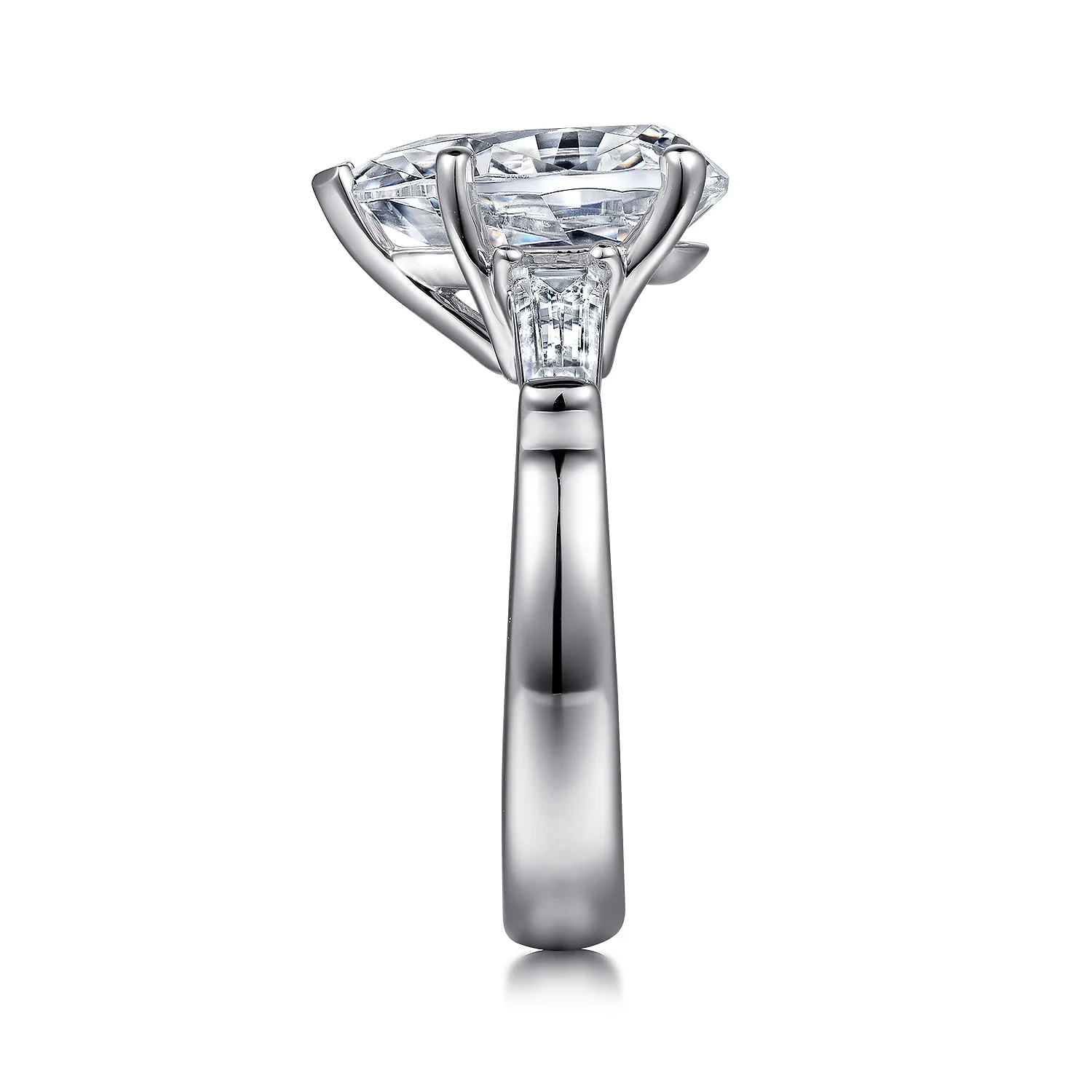 Pear Three Stone Diamond Engagement Ring in 18K White Gold, photograph 5