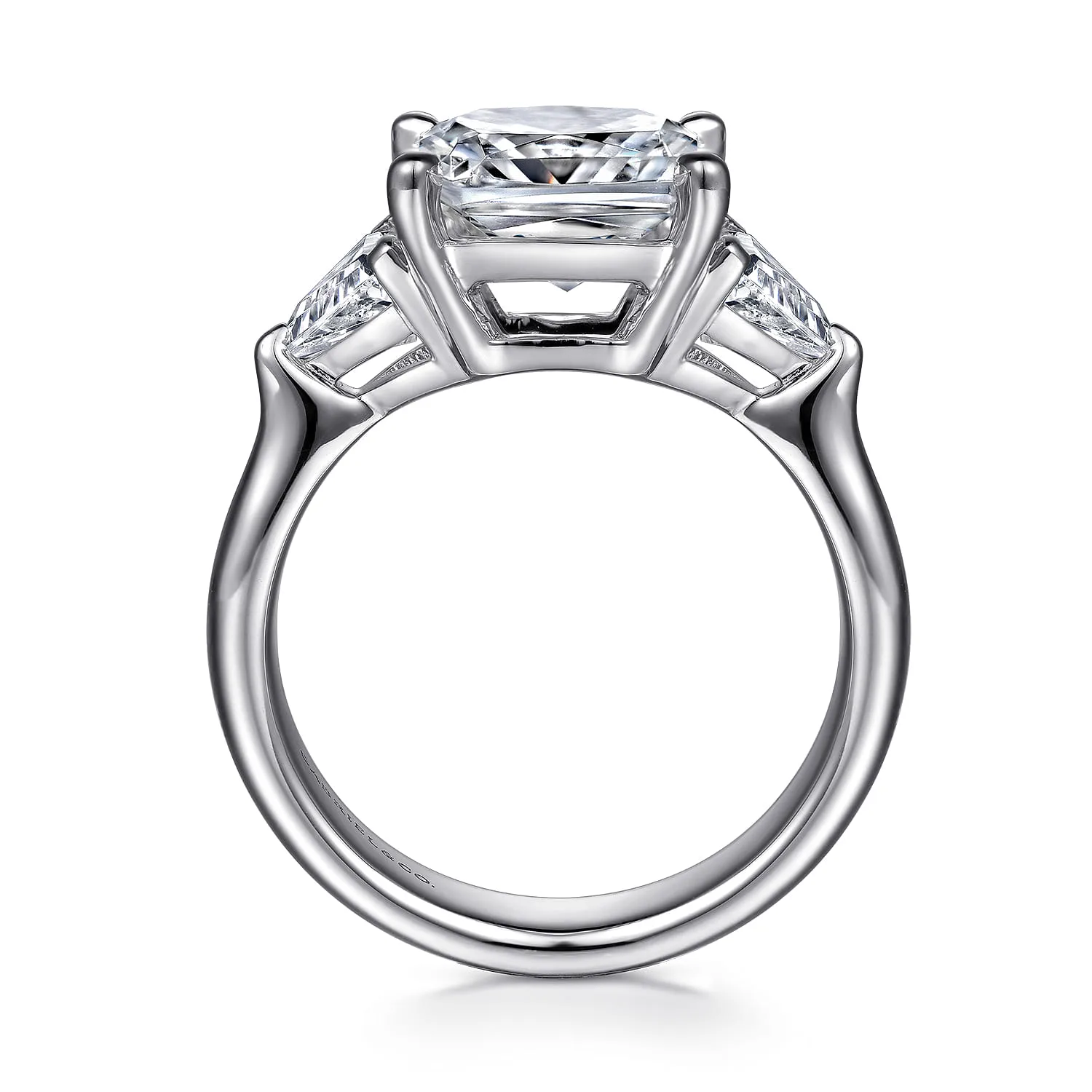 Princess Three Stone Diamond Engagement Ring in 14K White Gold, photograph 2