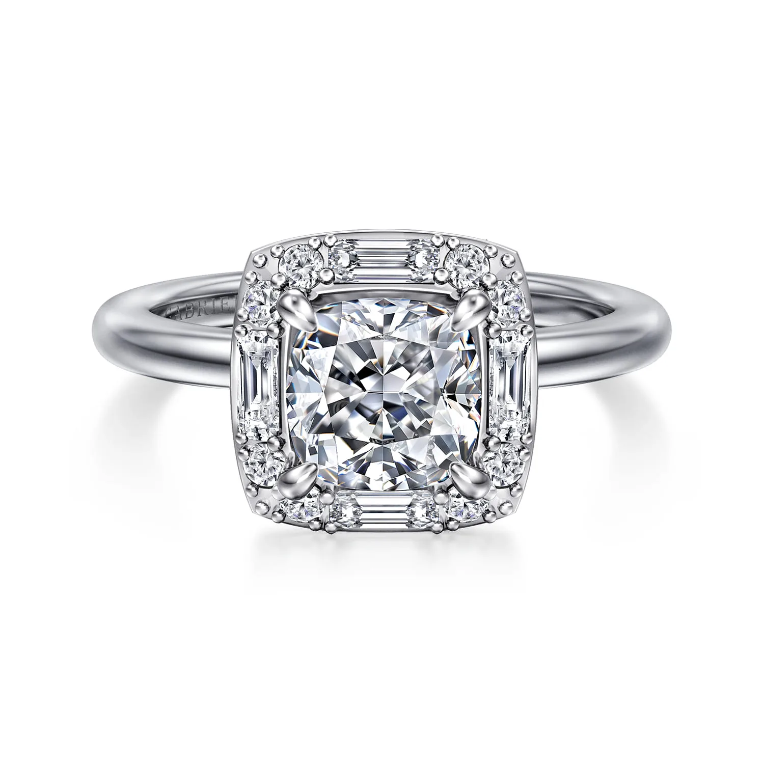 Cushion Halo Diamond Engagement Ring in 14K White Gold