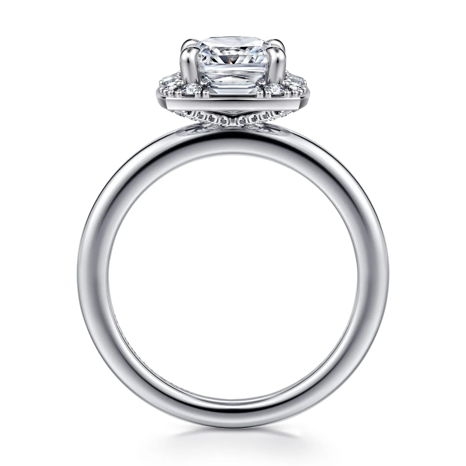 Cushion Halo Diamond Engagement Ring in 14K White Gold, photograph 2
