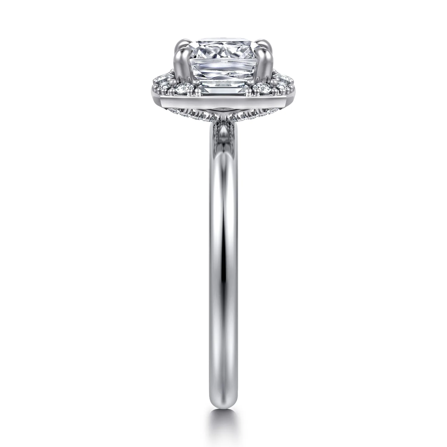 Cushion Halo Diamond Engagement Ring in 14K White Gold, photograph 4