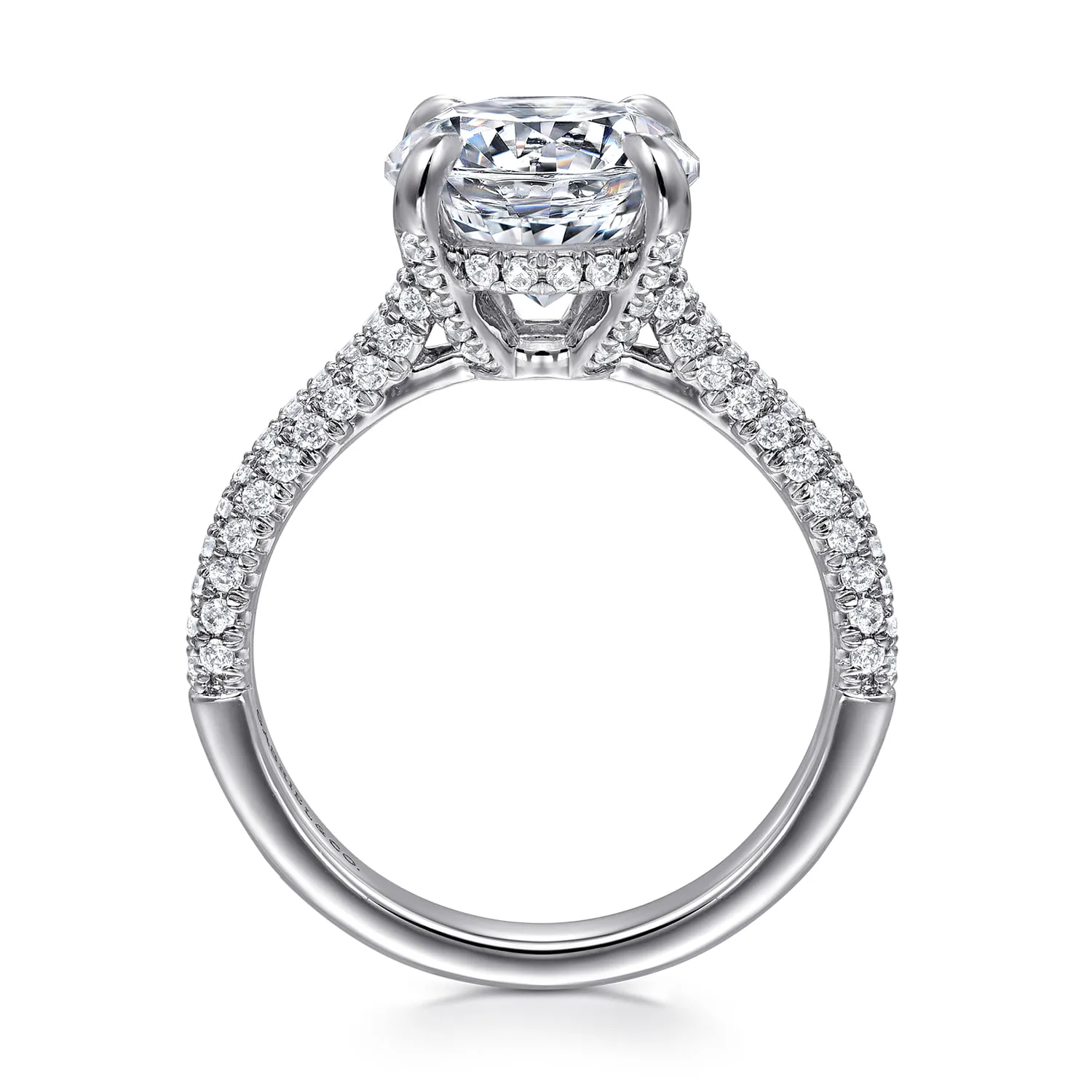 Round Pave Diamond Engagement Ring in 14K White Gold, photograph 2