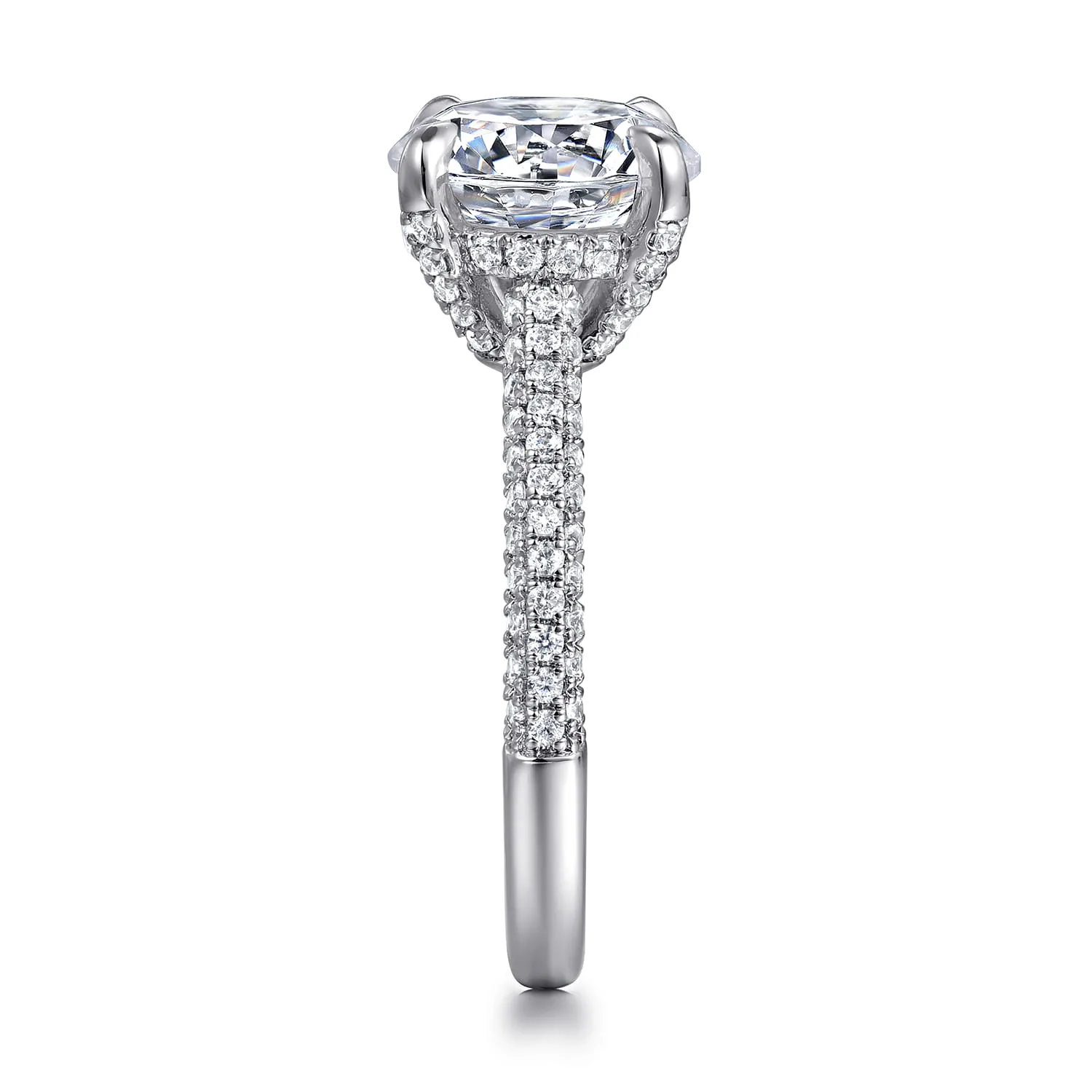 Round Pave Diamond Engagement Ring in 14K White Gold, photograph 5