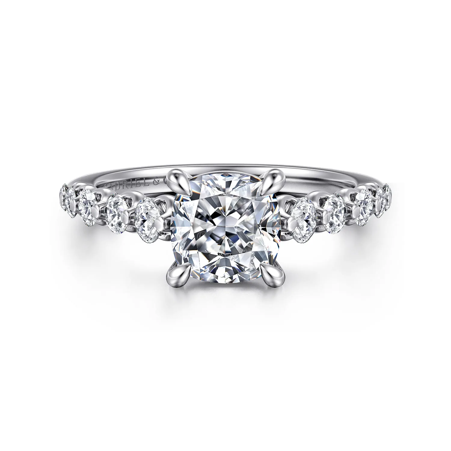 Cushion Diamond Engagement Ring in 14K White Gold