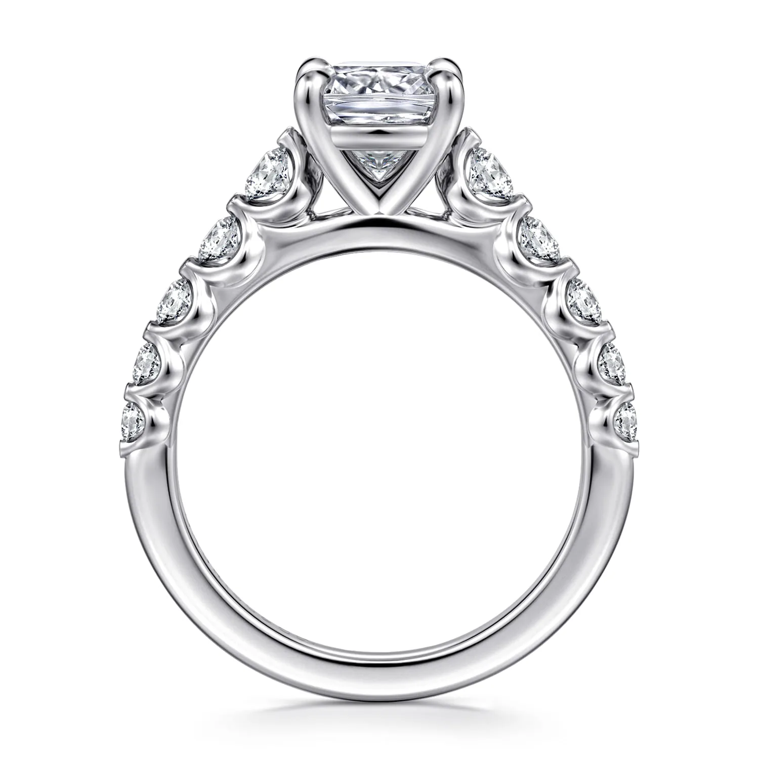 Cushion Diamond Engagement Ring in 14K White Gold, photograph 2
