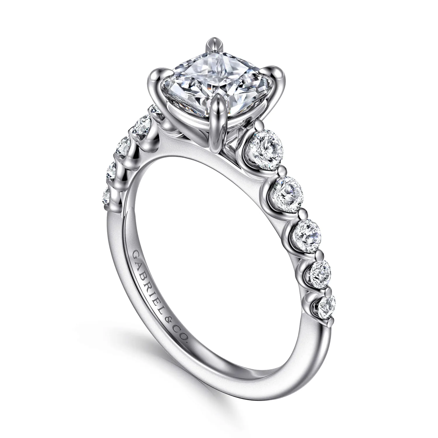Cushion Diamond Engagement Ring in 14K White Gold, photograph 3