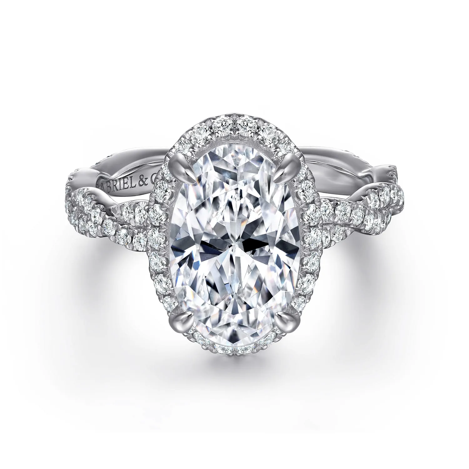 Halo Twisted Diamond Engagement Ring