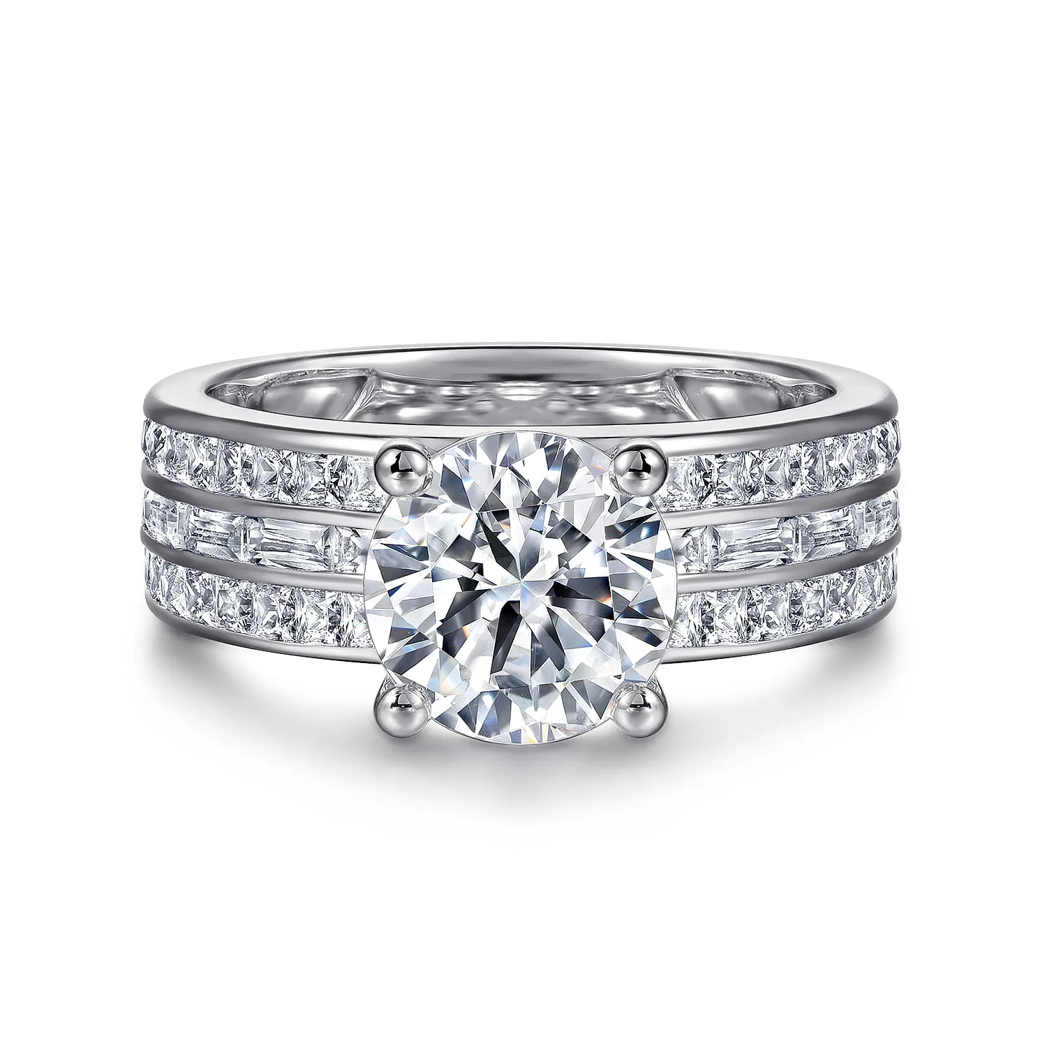 Wide Band Diamond Engagement Ring